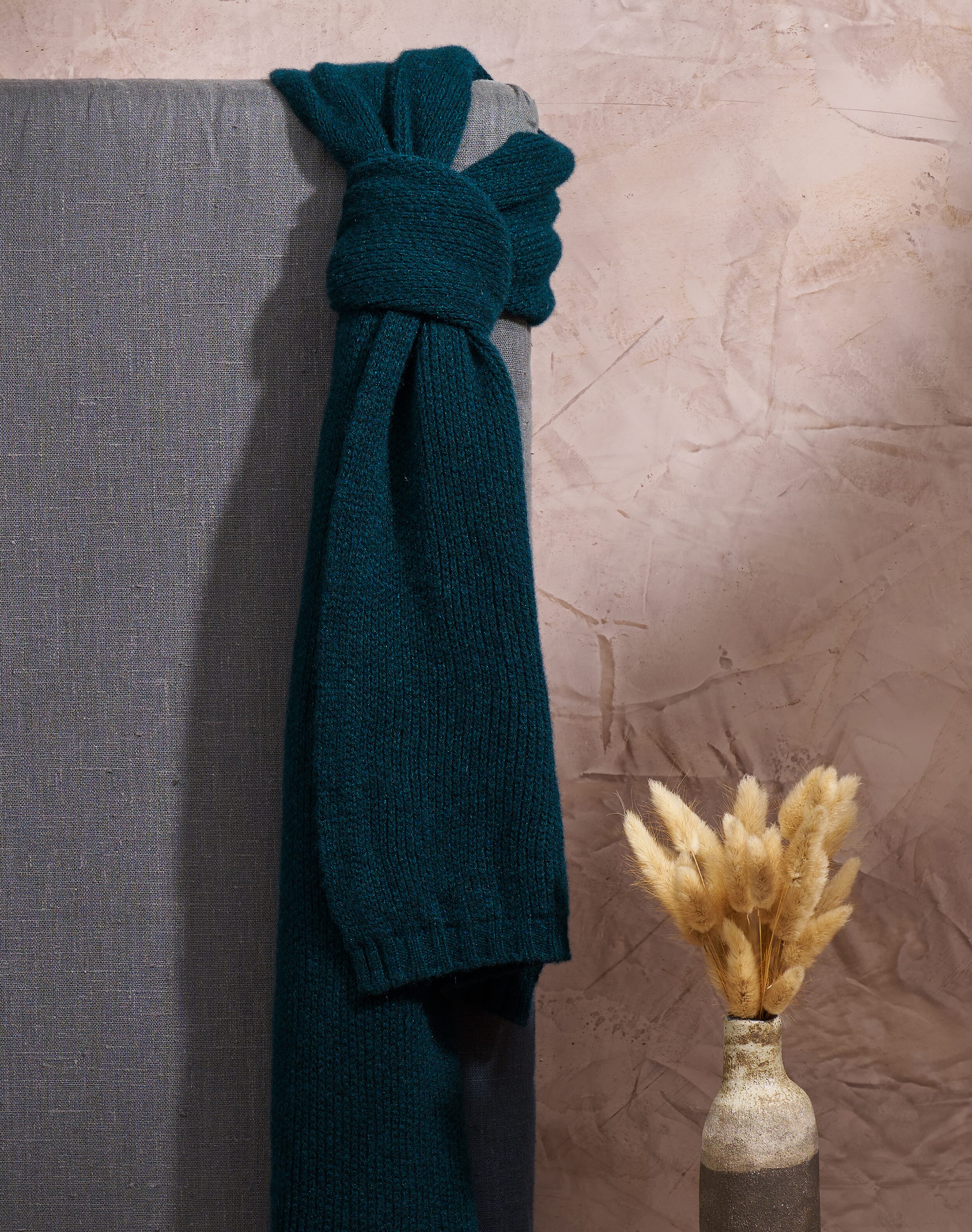 Brora Cashmere Knitted Scarf Pine