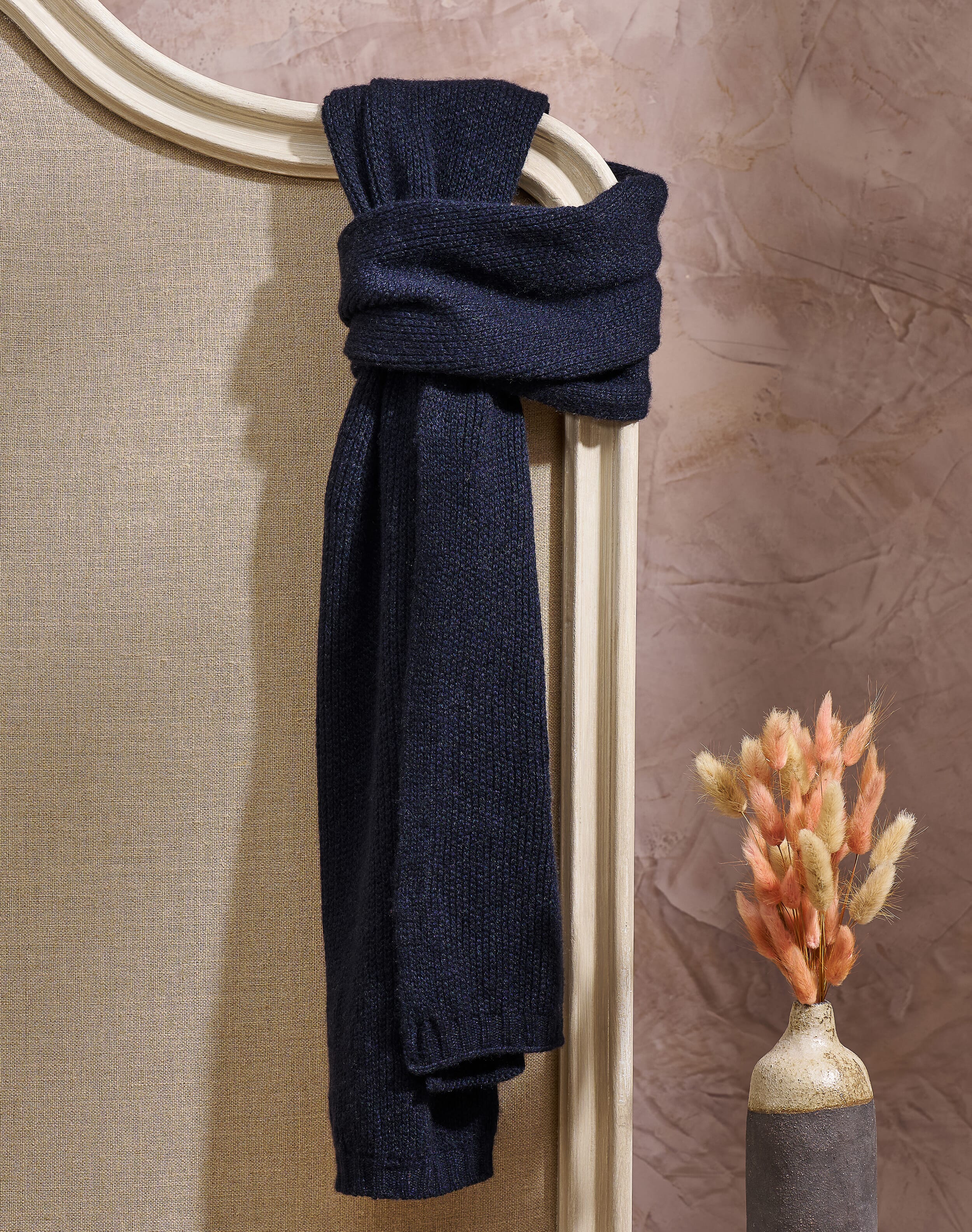 Cashmere Knitted Scarf Midnight