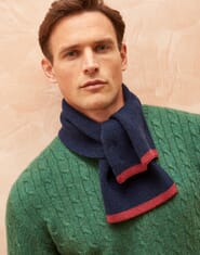 Navy Cashmere Ribbed Scarf Accessories Brora Fashion