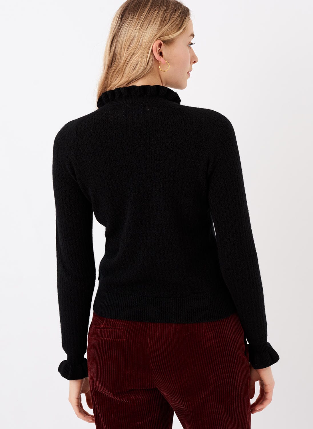 Black Cashmere Pie Crust Lace Jumper Women's Jumpers Brora