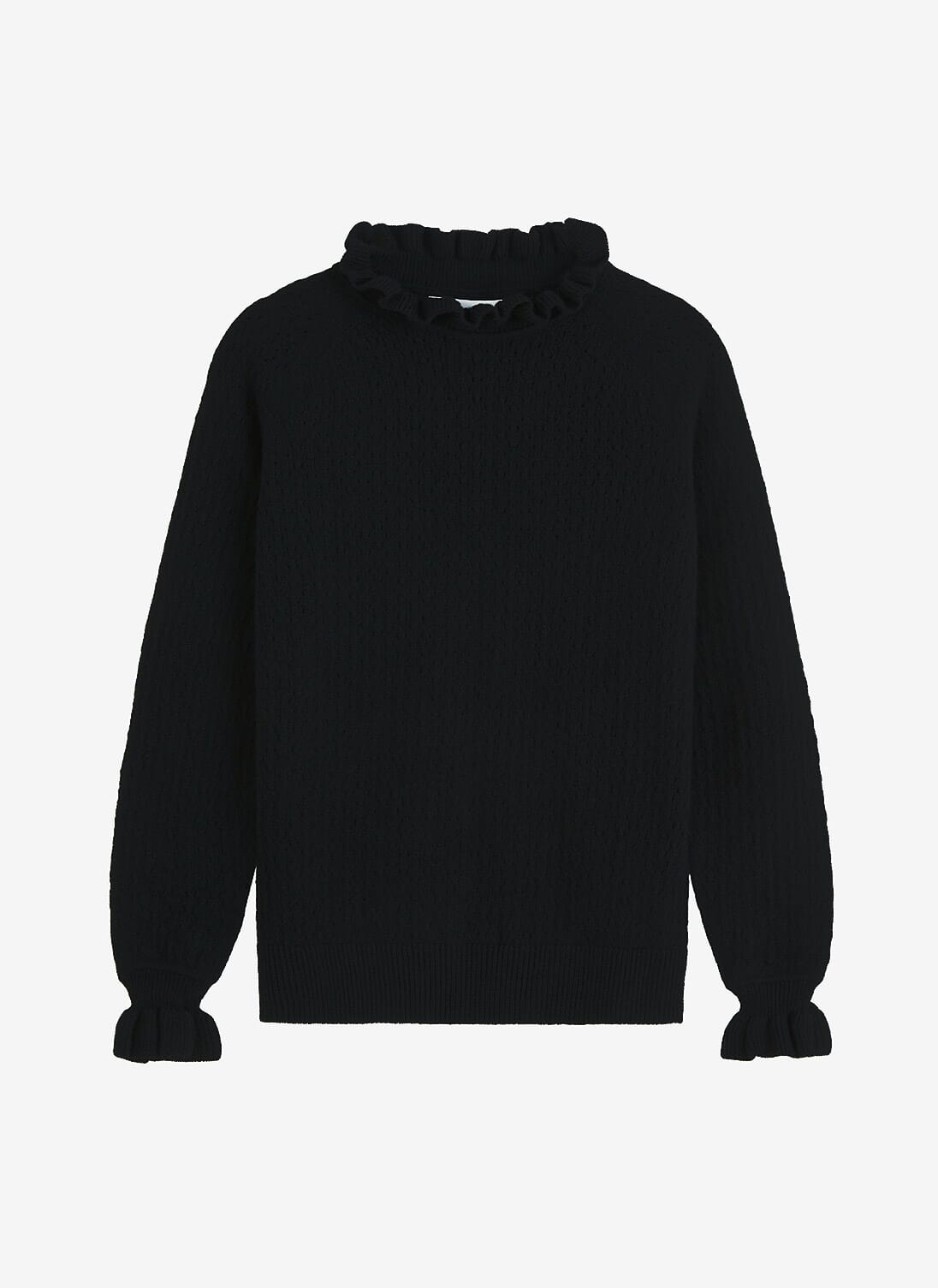 Black Cashmere Pie Crust Lace Jumper Women's Jumpers Brora