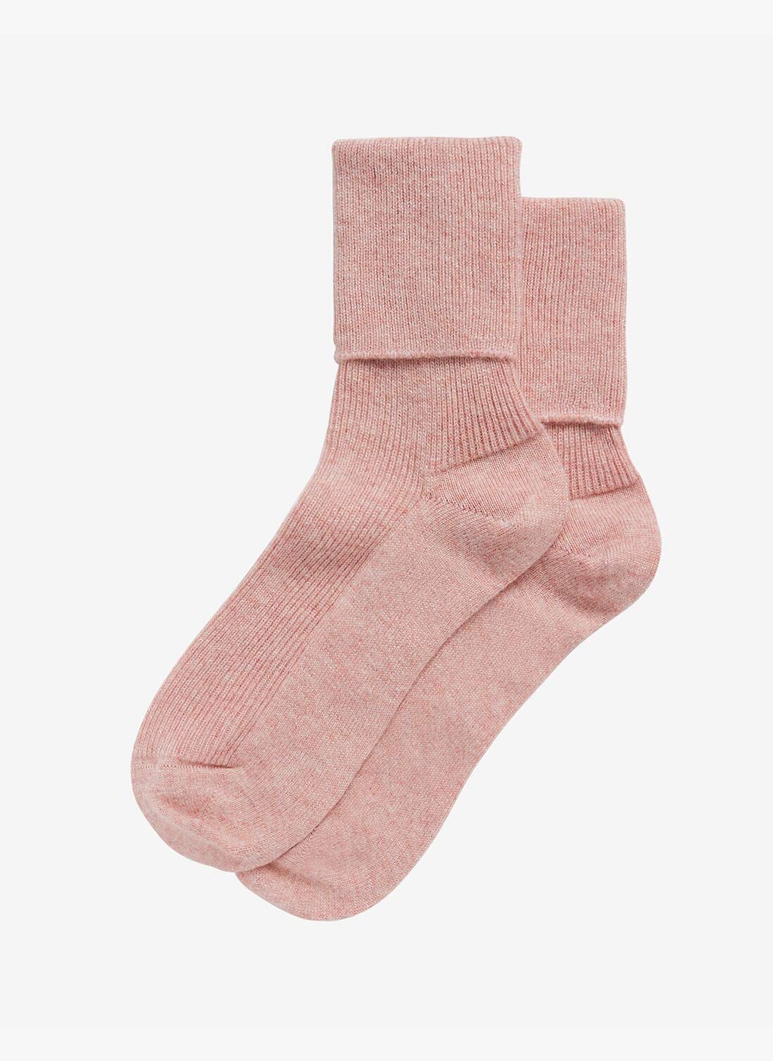 Women's Ribbed Short 75% Cashmere Sock in Light Pink