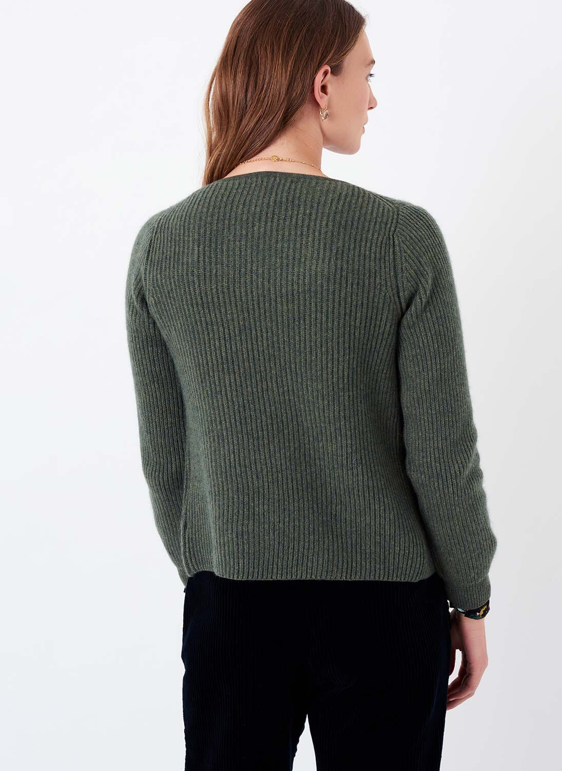 Olive Cashmere Ribbed Jacket | Cashmere Jumpers & Cardigans | Brora