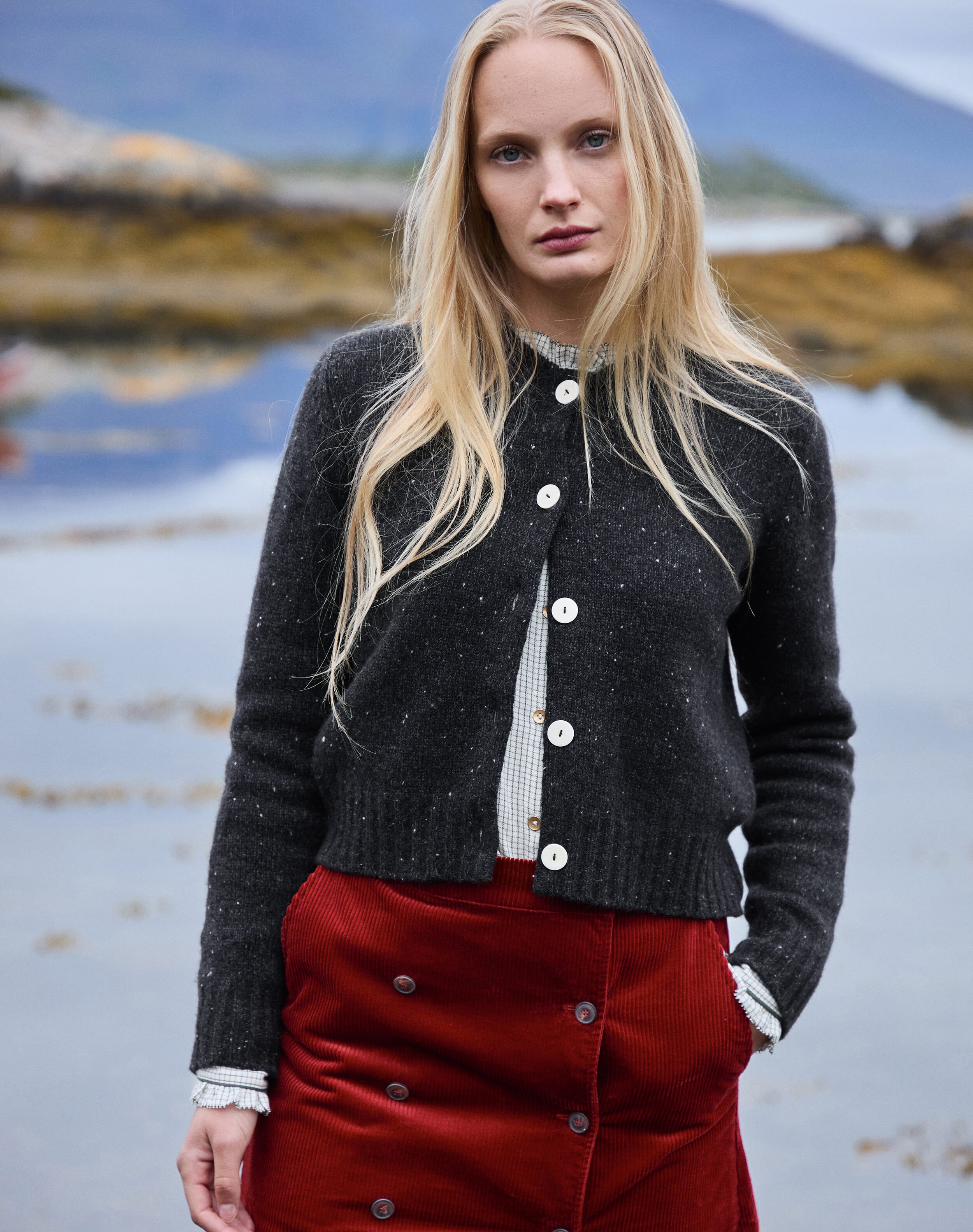 Brora Cashmere Donegal Cardigan Malt