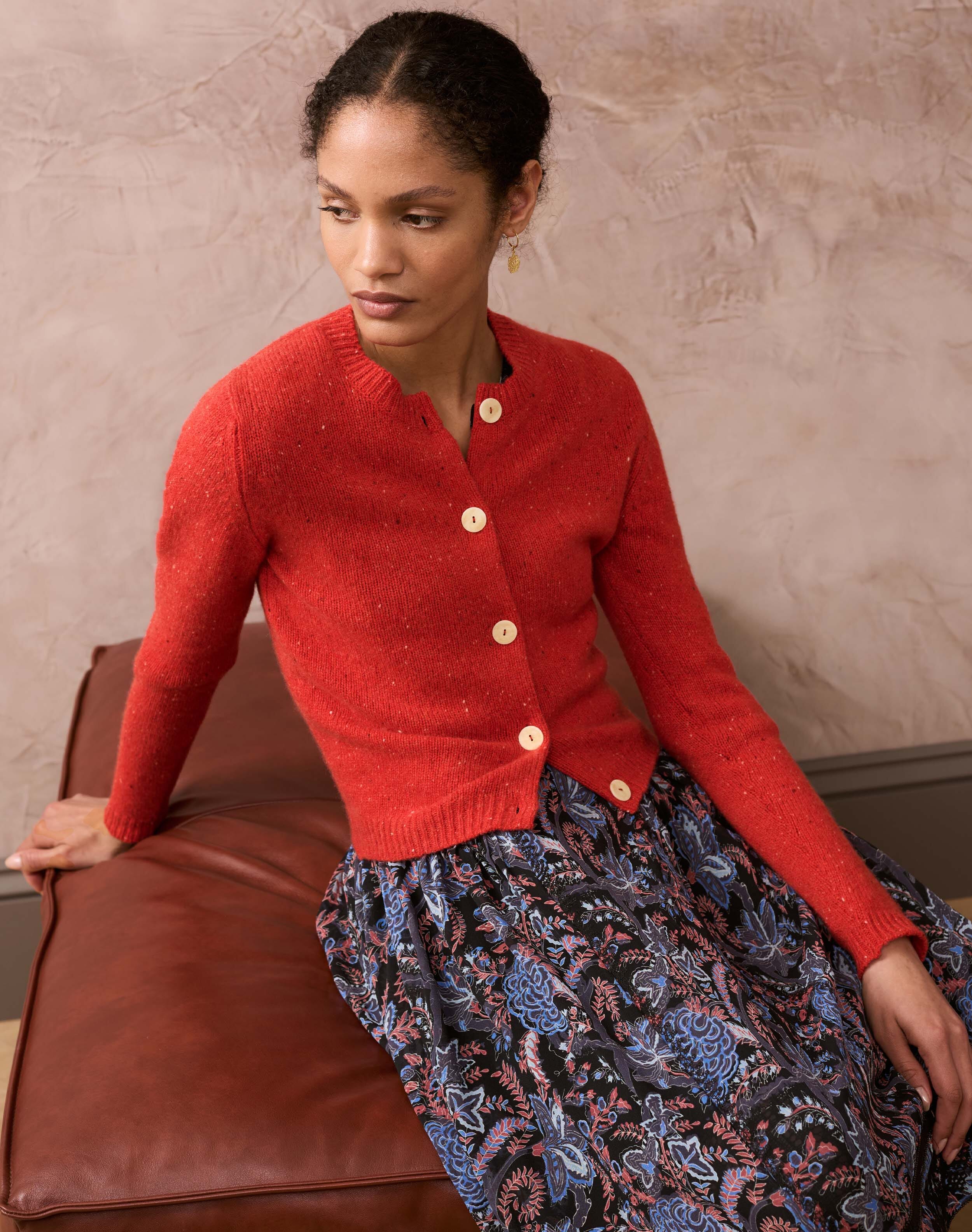 Brora Cashmere Donegal Cardigan Rosehip