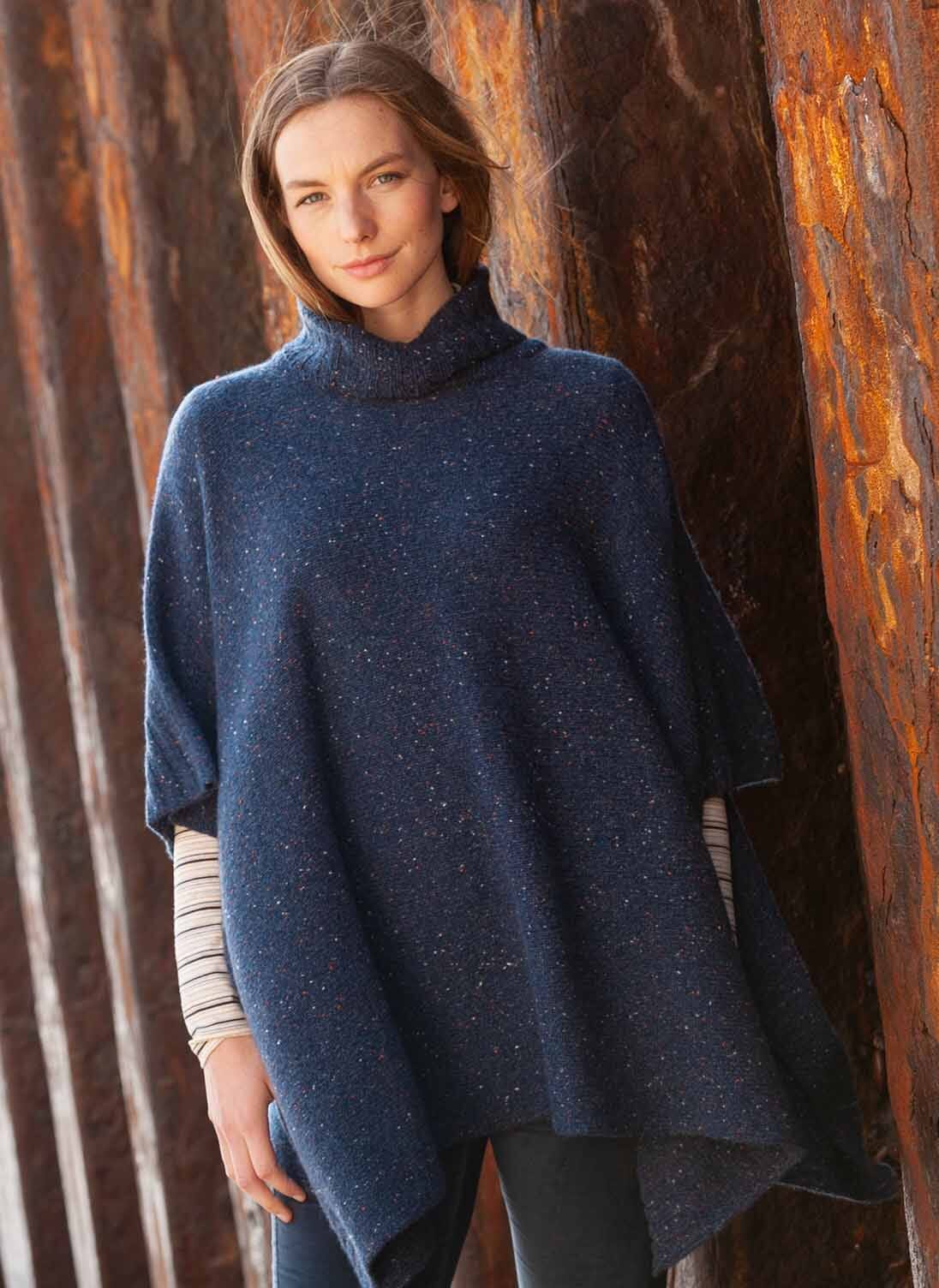 Ink Cashmere Donegal Poncho Women's Cashmere Brora