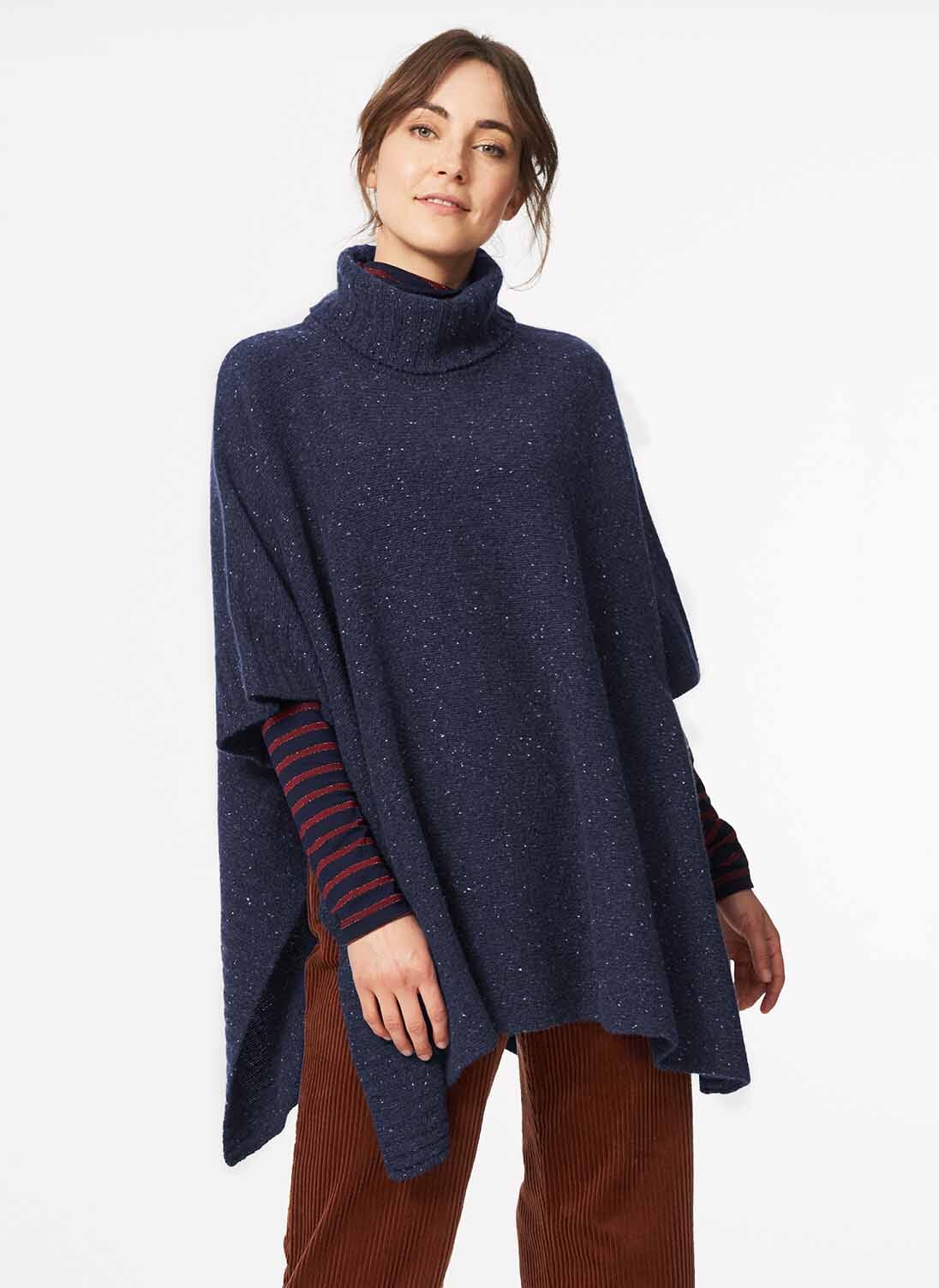 Ink Cashmere Donegal Poncho | Women's Cashmere | Brora