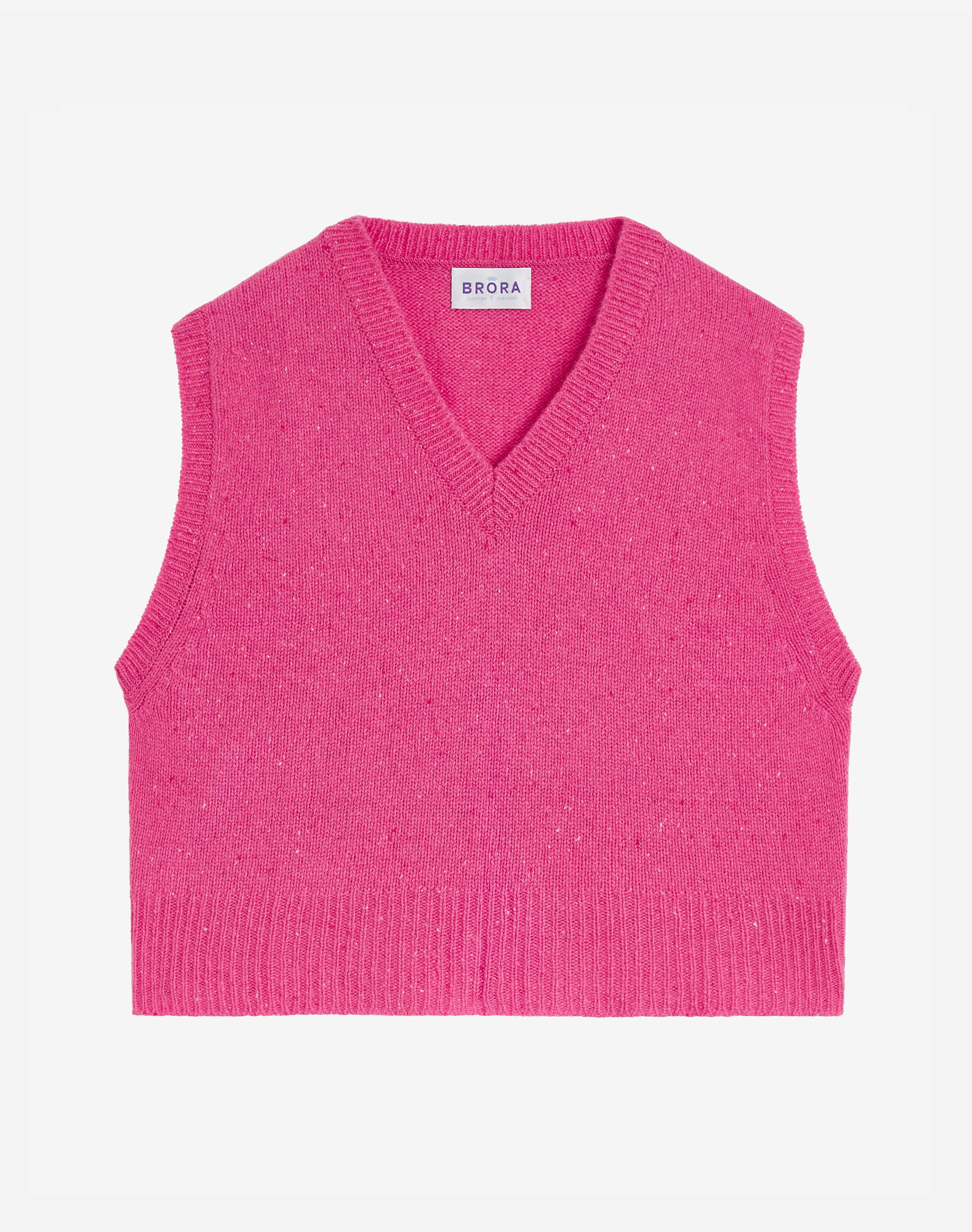 Cashmere Donegal V Neck Tank in Peony | Knitwear | Brora