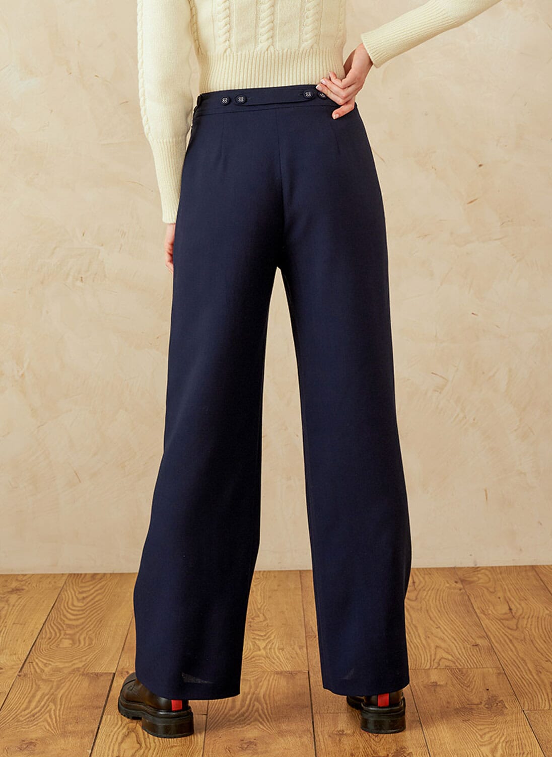 Banana Crepe Mahogany Skin Fit With Multi Pleated Trouser