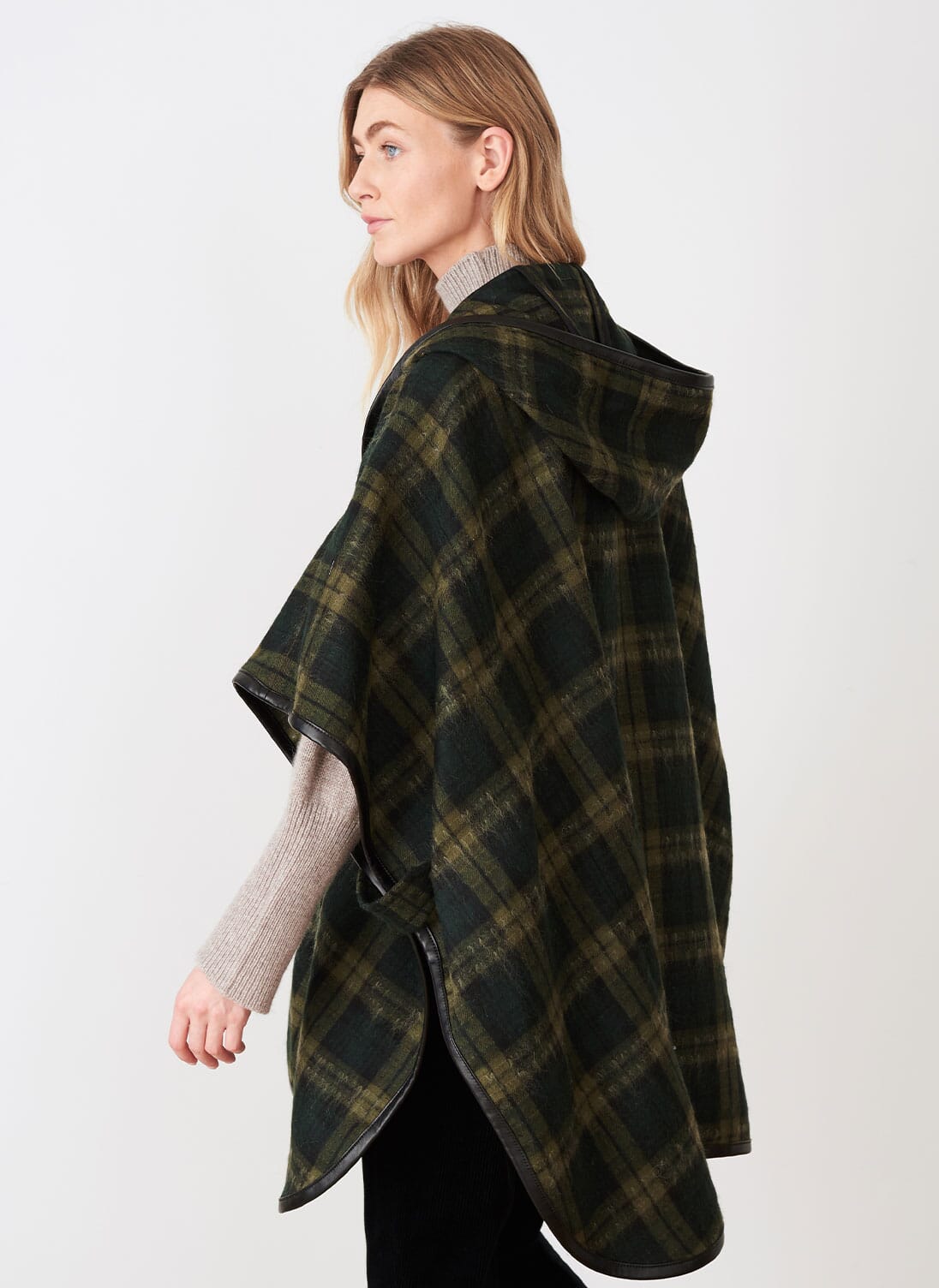 Khaki & Carbon Scottish Mohair Wool Cape Coats & Jackets Brora