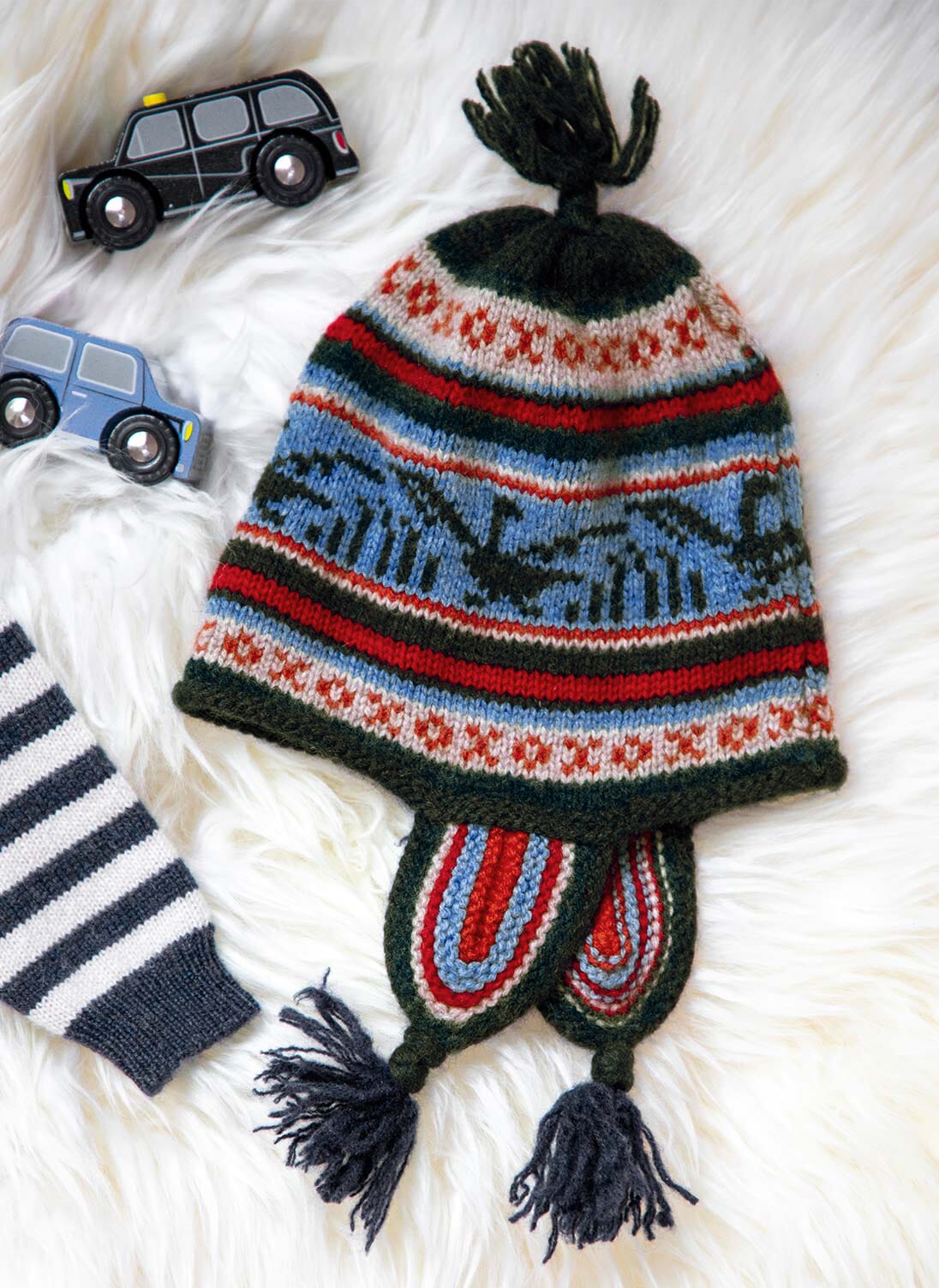 Brora Cashmere Hand Knit Inca Hat French Navy  - Size: 0-6 M