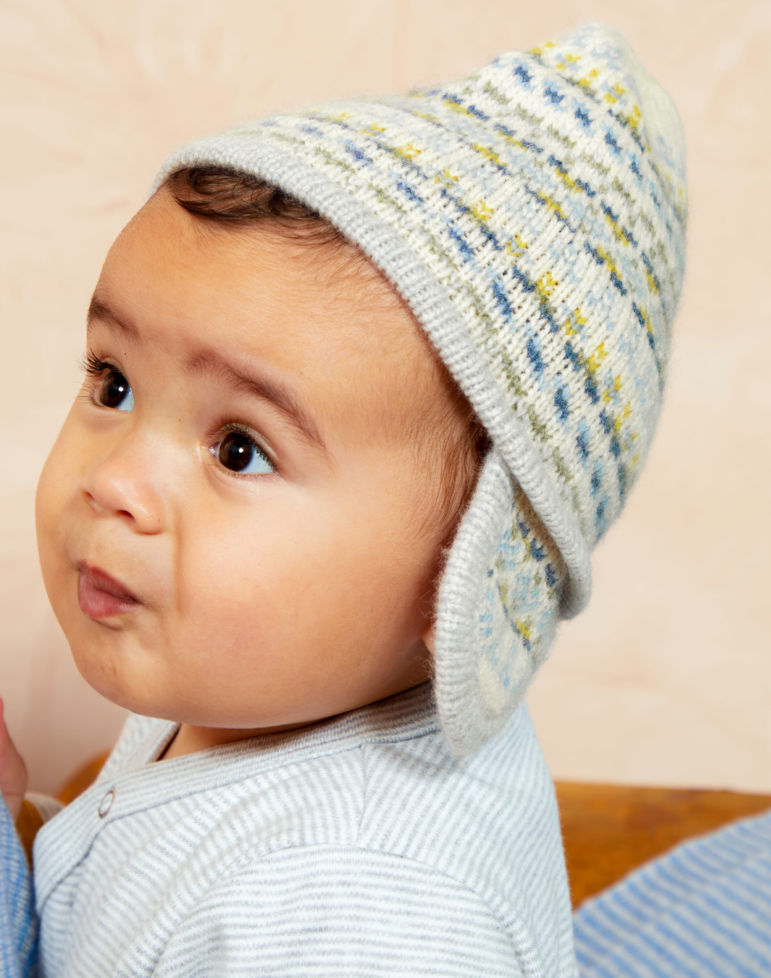 Brora Cashmere Folk Fair Isle Bonnet Pearl 