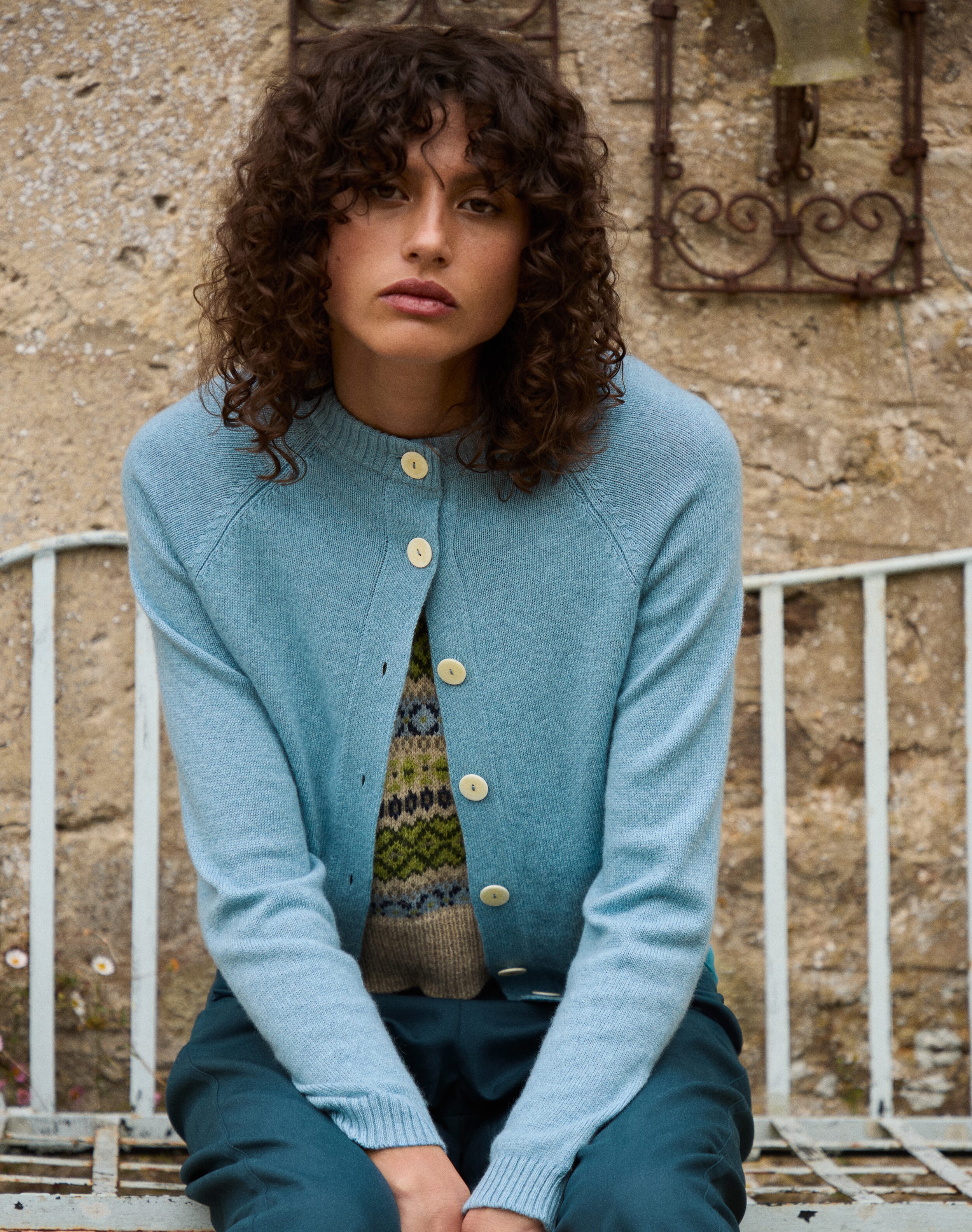 Brora Cashmere Cardigan Wedgewood