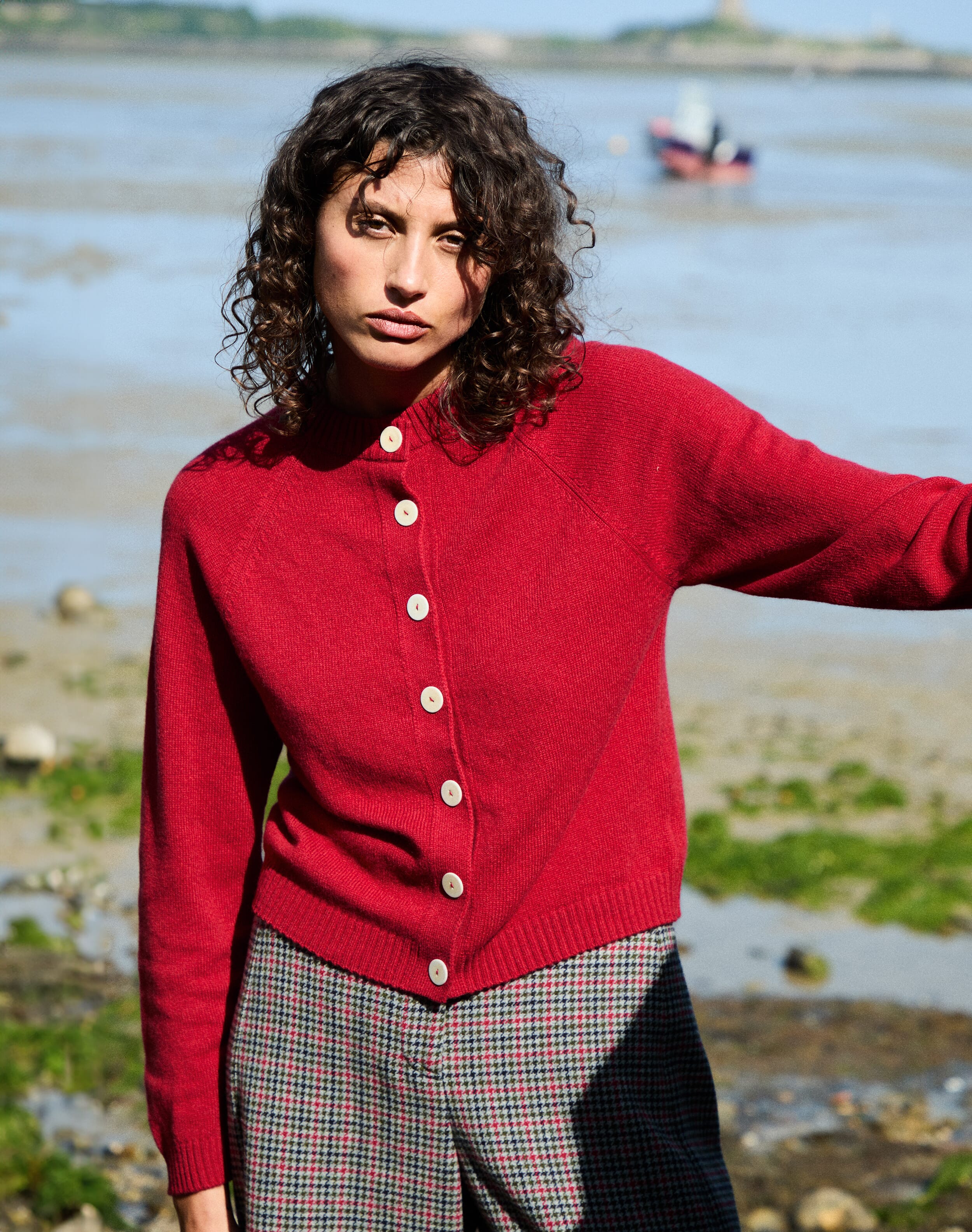 Scottish Cashmere Cardigan in Garnet | Brora Clearance
