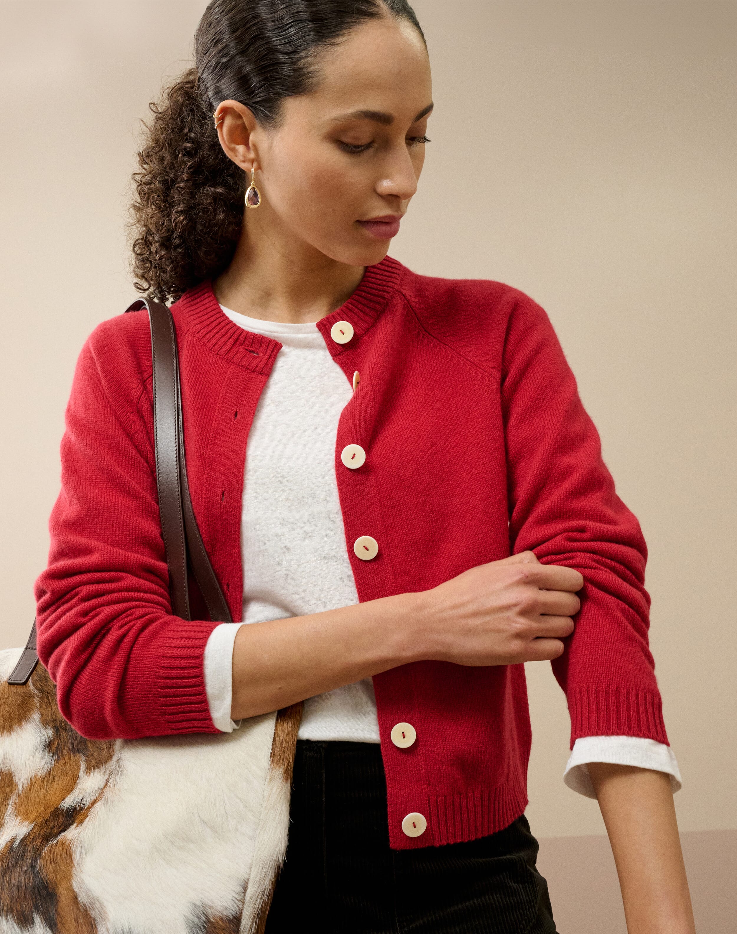 Scottish Cashmere Cardigan in Garnet | Brora Clearance