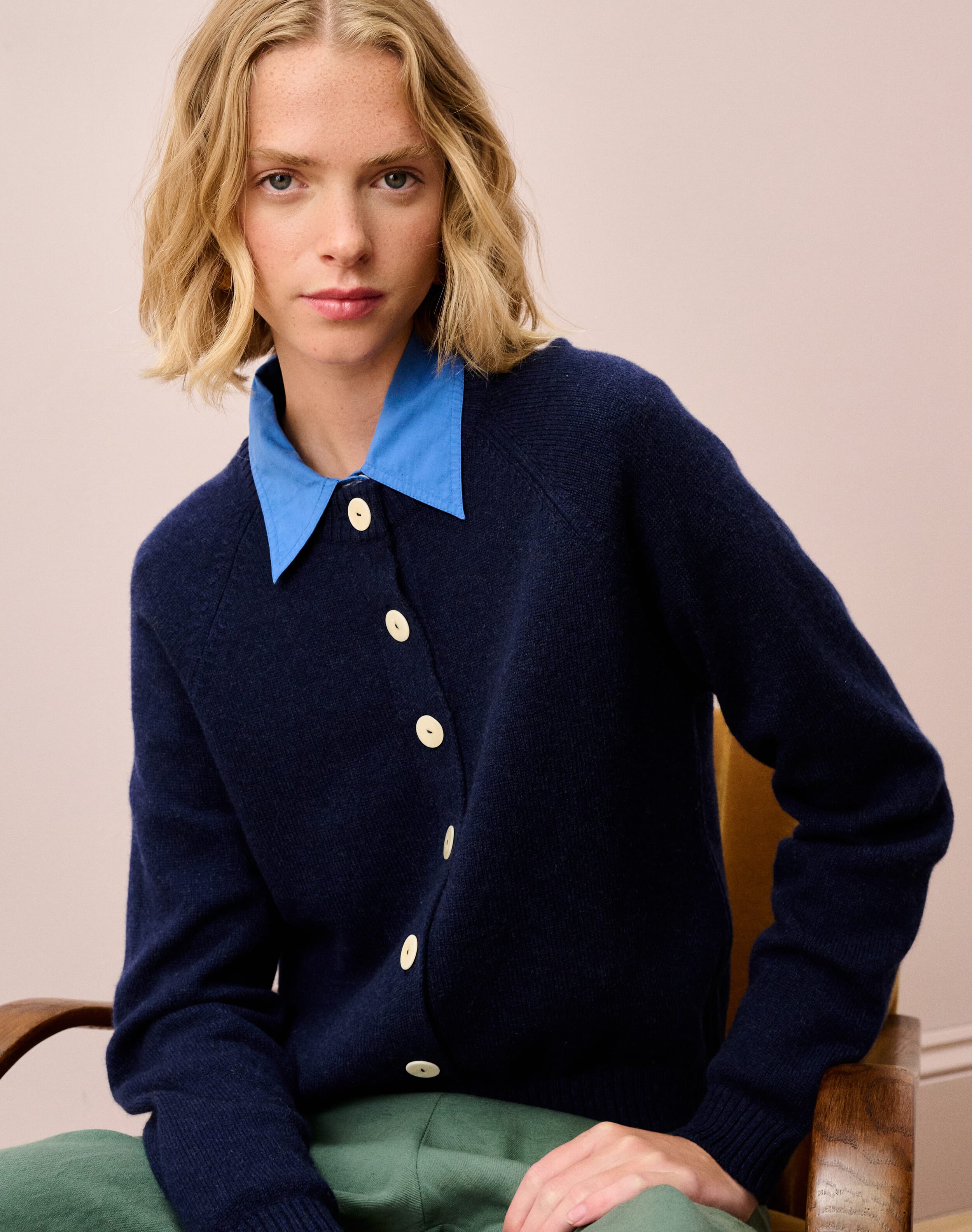Brora Cashmere Contemporary Cardigan French Navy