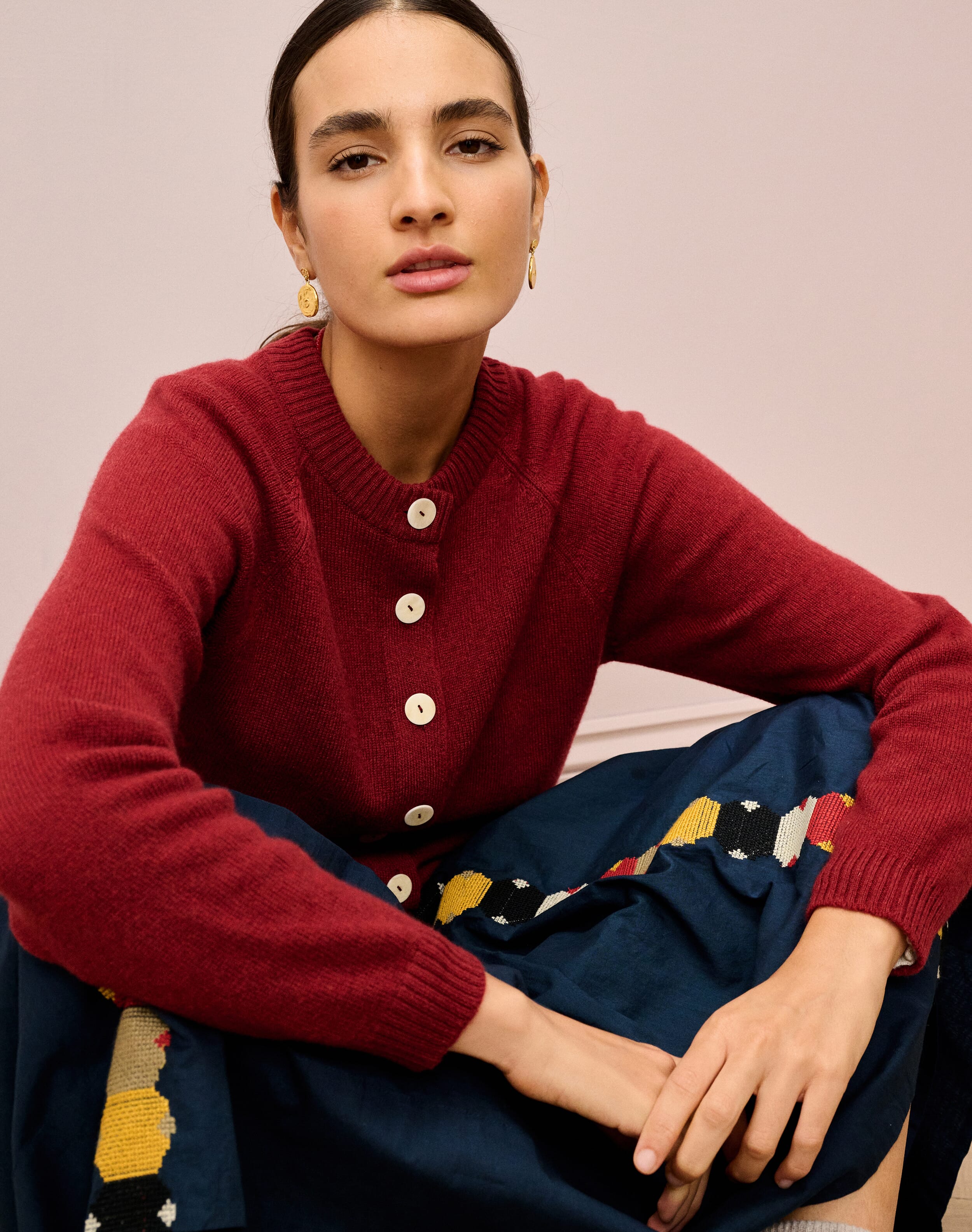 Brora Cashmere Contemporary Cardigan Paprika