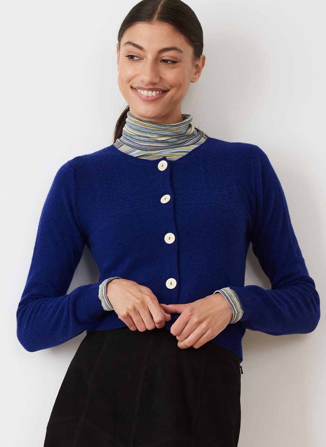 Cashmere Guernsey Cardigan Cobalt