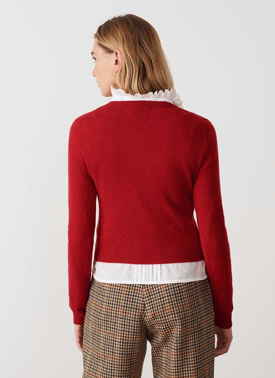 Flame Cashmere Guernsey Cardigan Women's Cashmere Cardigans Brora