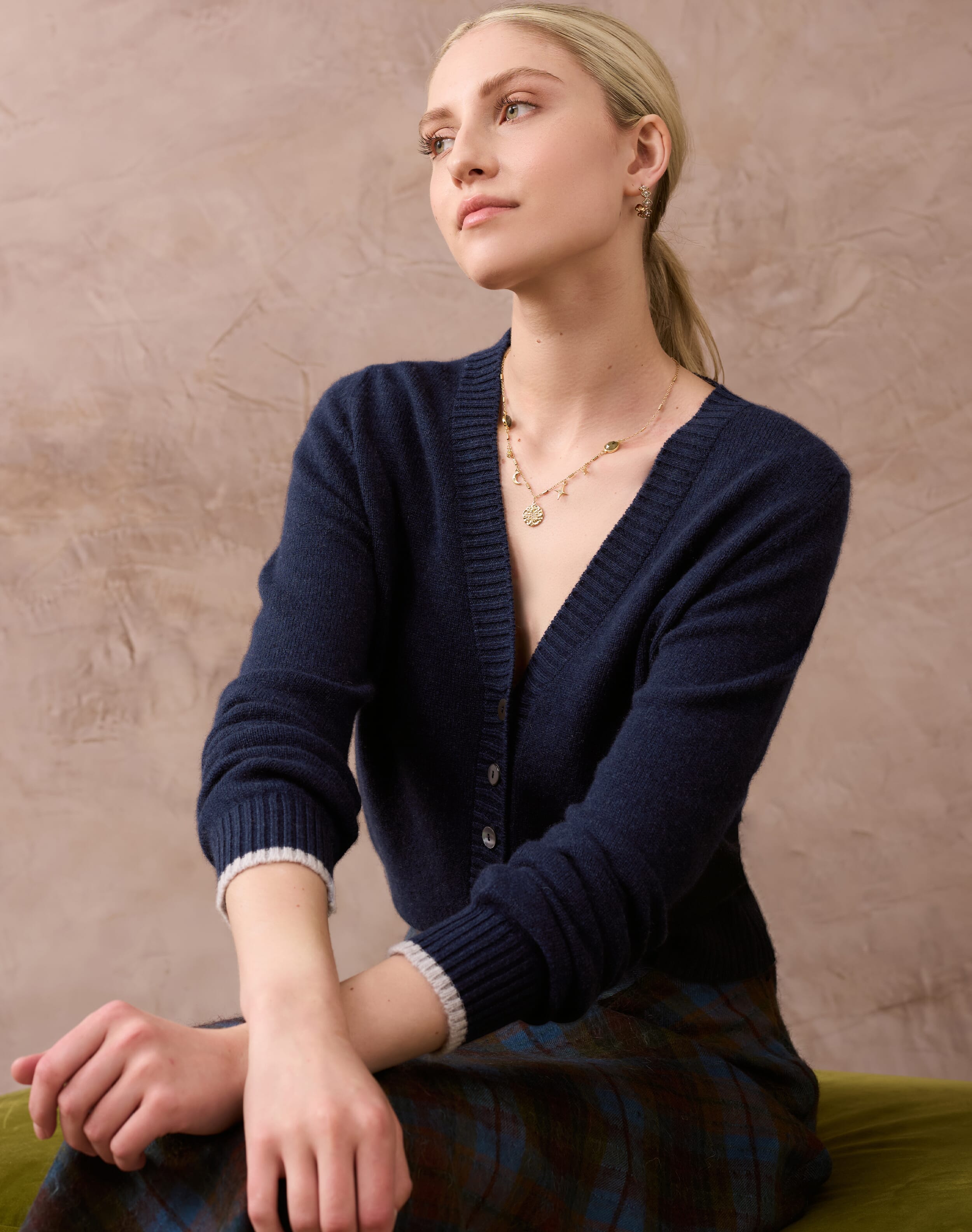 Brora Cashmere V Neck Cardigan French