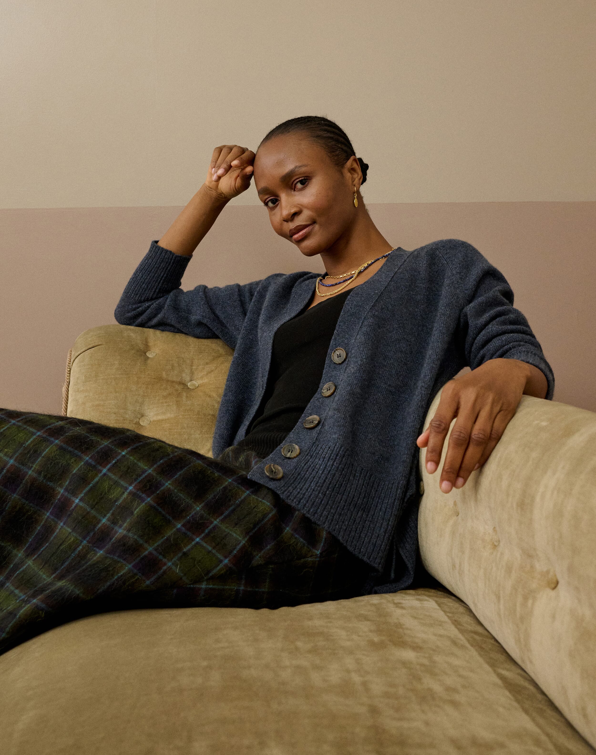 【Bryant of Scotland】Pure Cashmere100 % 1950s - BRYANT, Scotland - Fabulous Blue Pure Cashmere Sweater