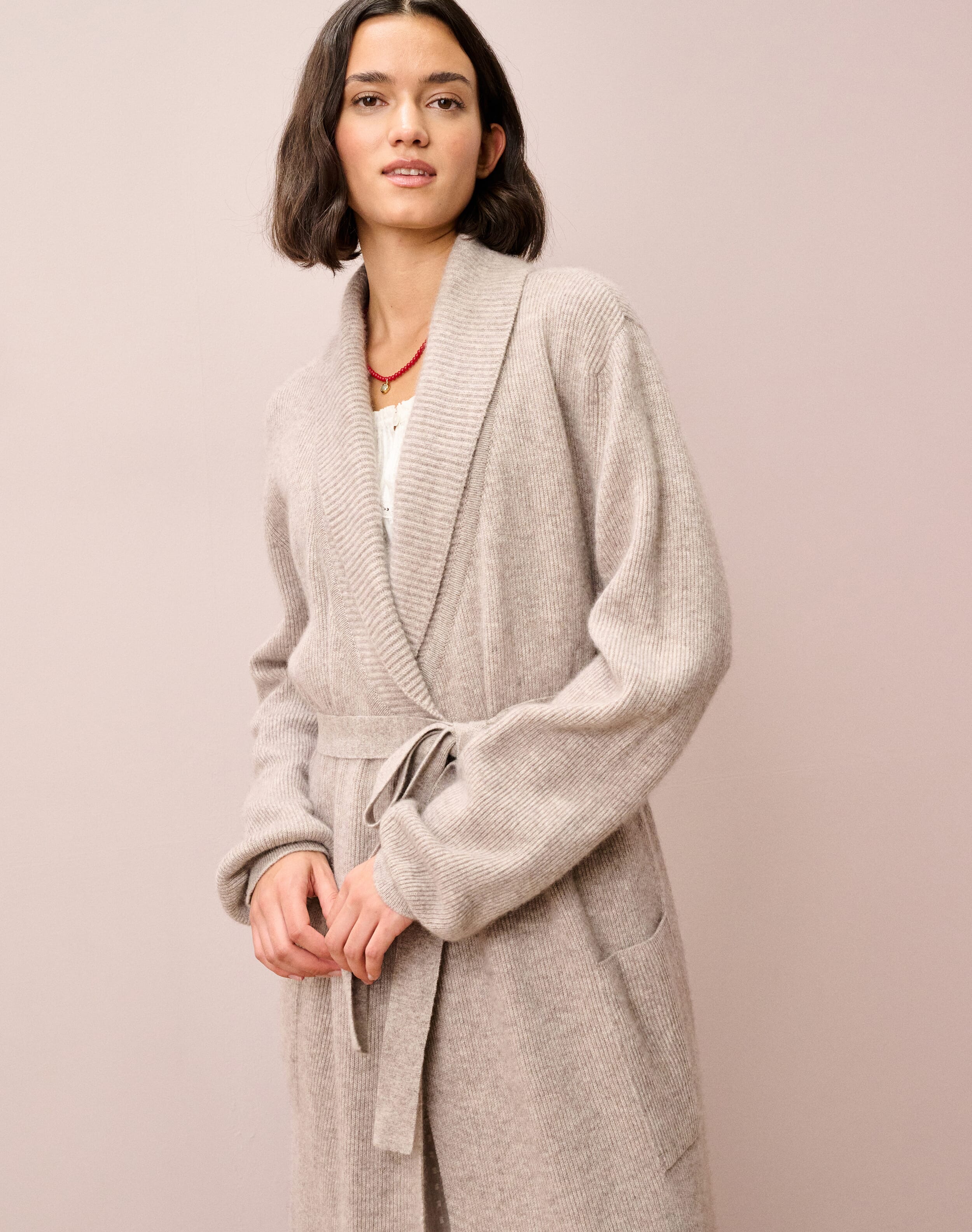 knee length dresses for ladies Violet Long Cashmere Robe – Haremlique US main image 0