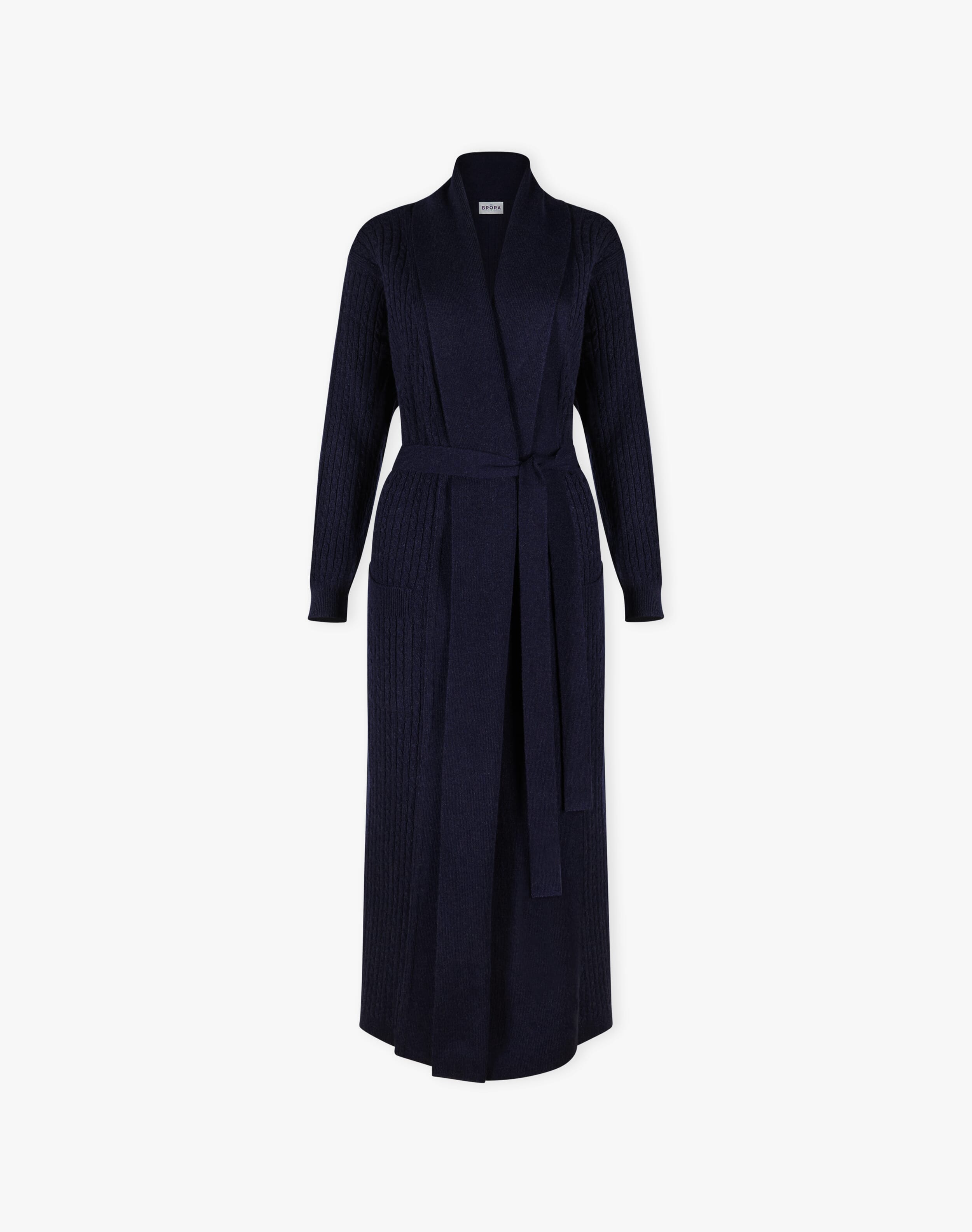Cashmere Cable Dressing Gown in French Navy | Brora Nightwear