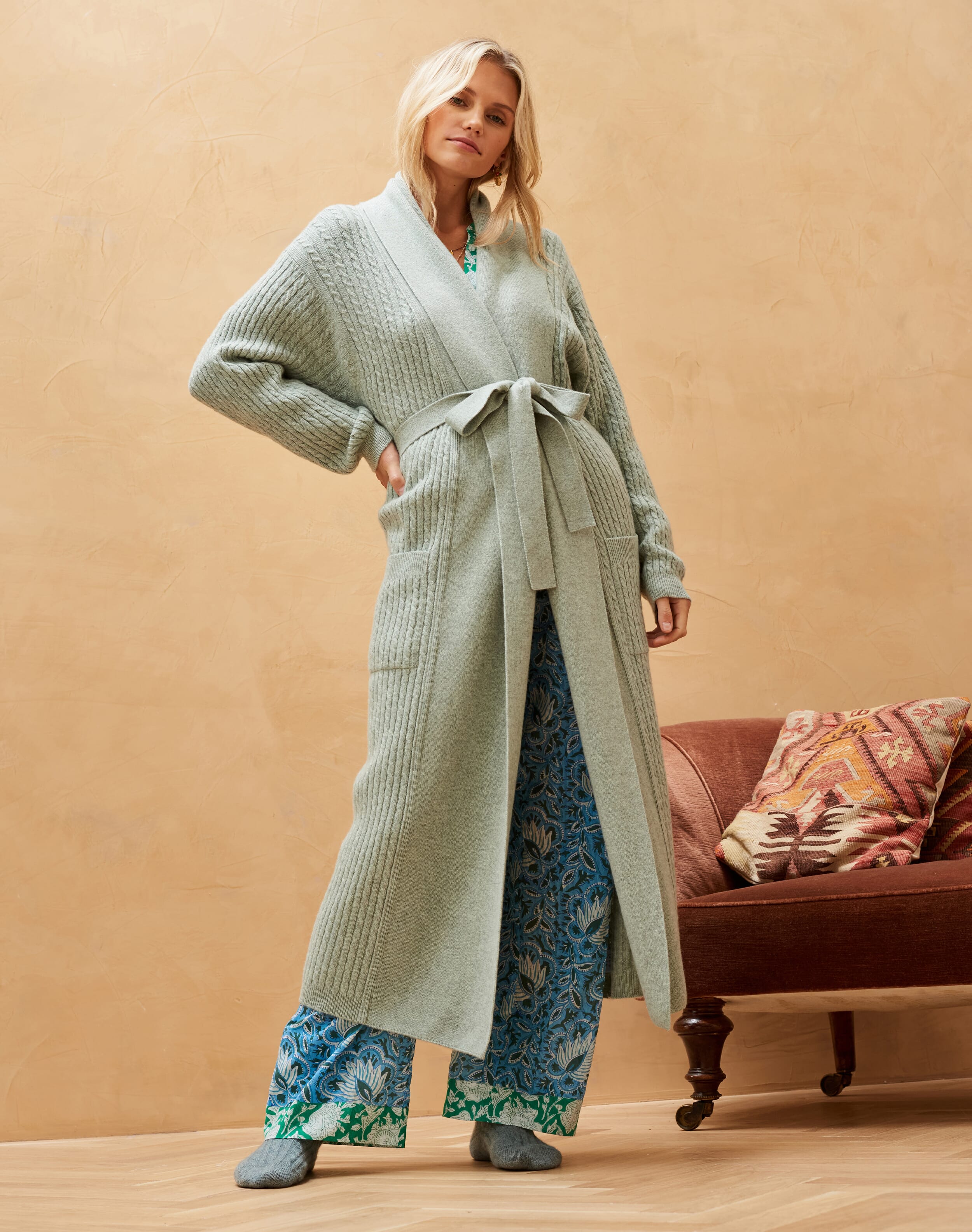 Blue Cashmere Dressing Gown Nightwear Brora Fashion