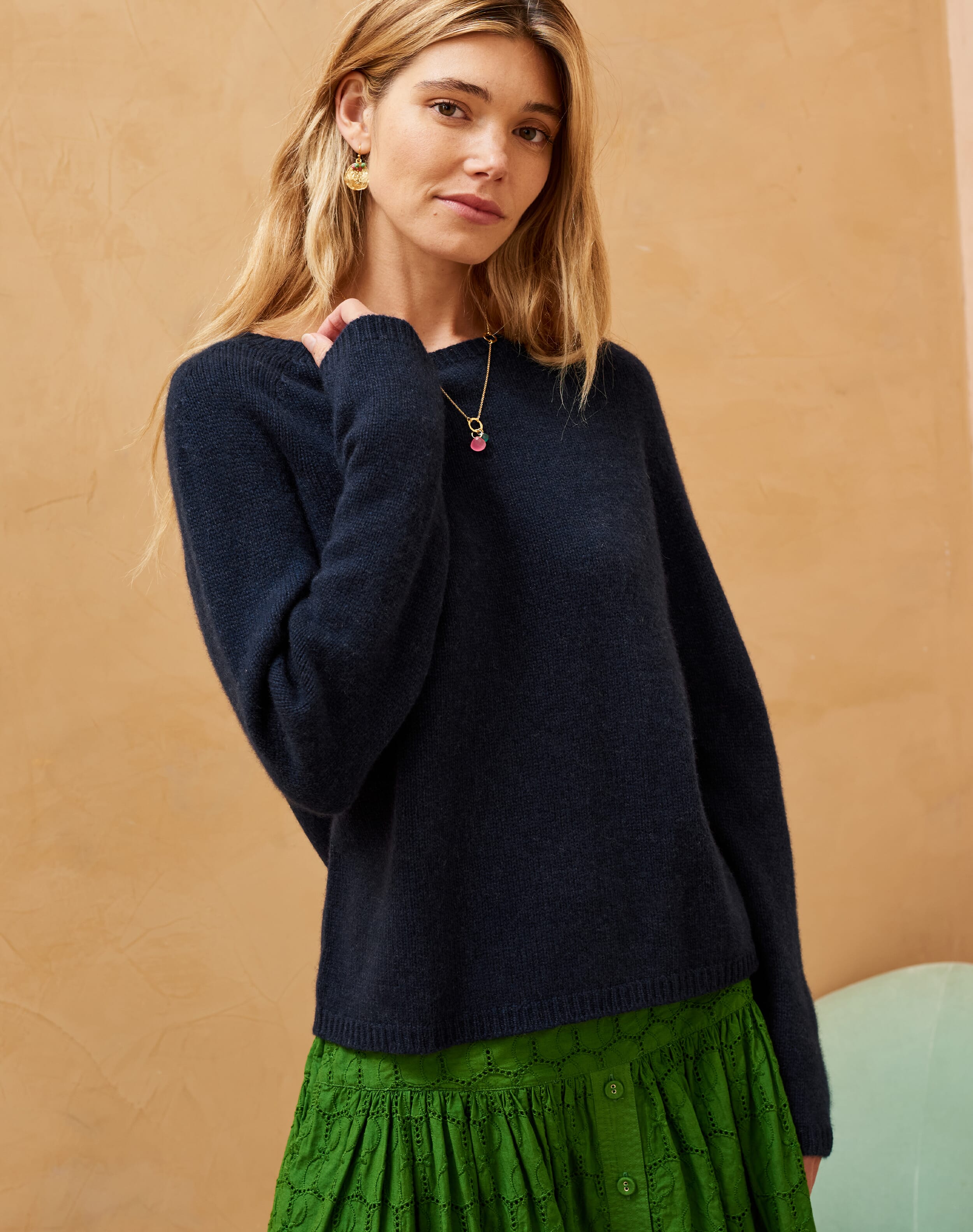 Navy Blue Cashmere Jumper | Women's Jumpers | Brora Fashion