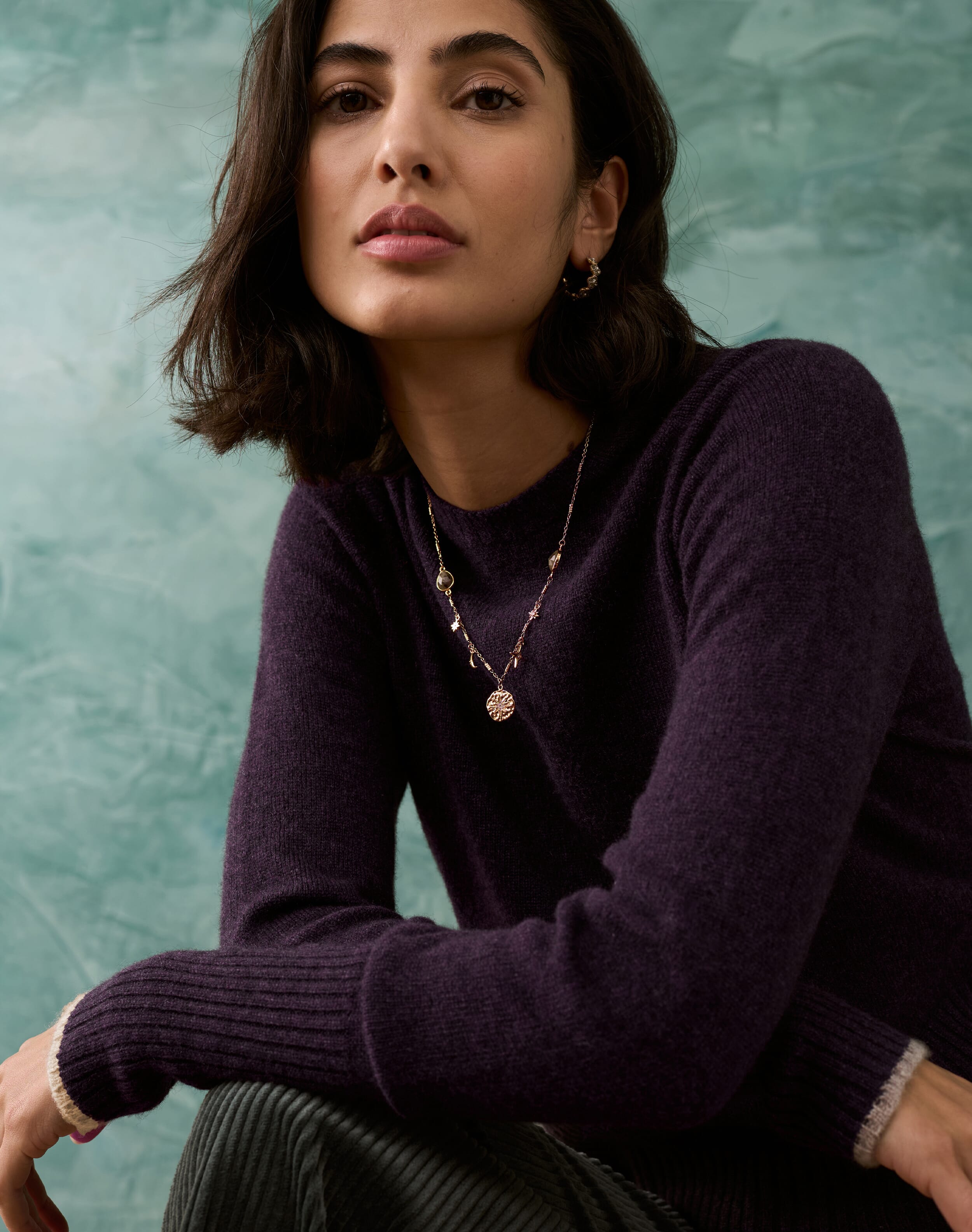 Brora Cashmere Boxy Jumper Blackcurrant