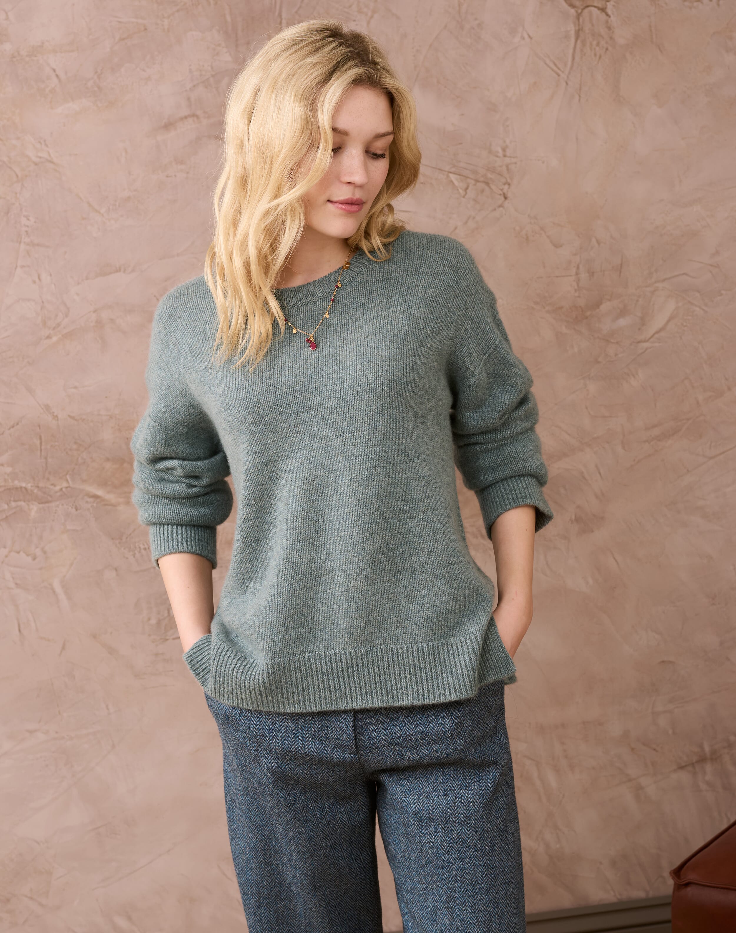 Brora Cashmere Luxe Knit Jumper Mercury