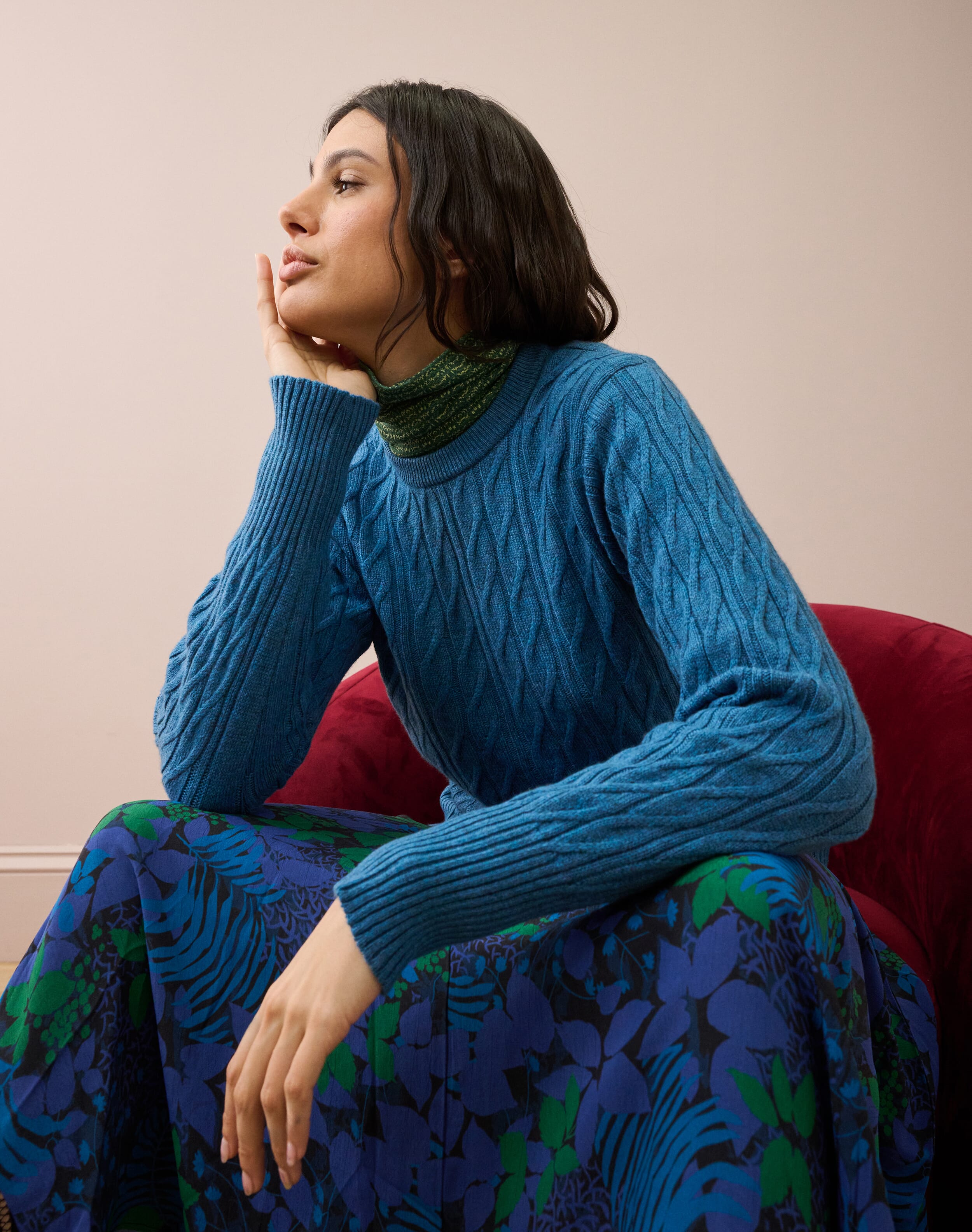 Brora Cashmere Cable & Rib Jumper Jay