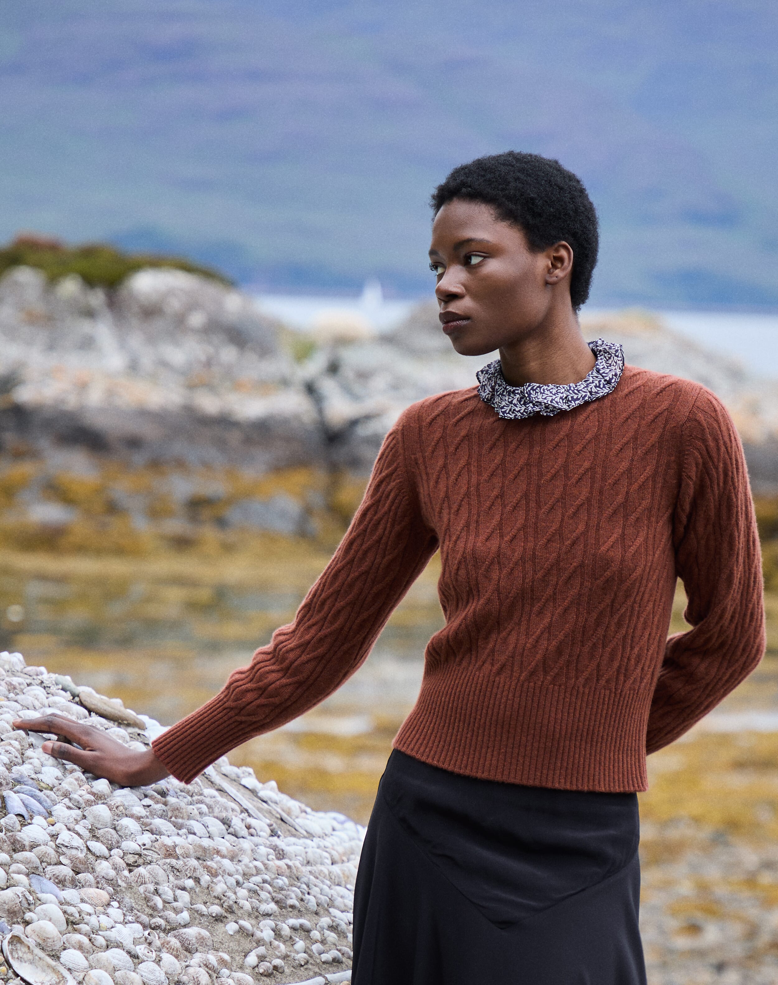 Brora Cashmere Cable & Rib Jumper Swan - 4