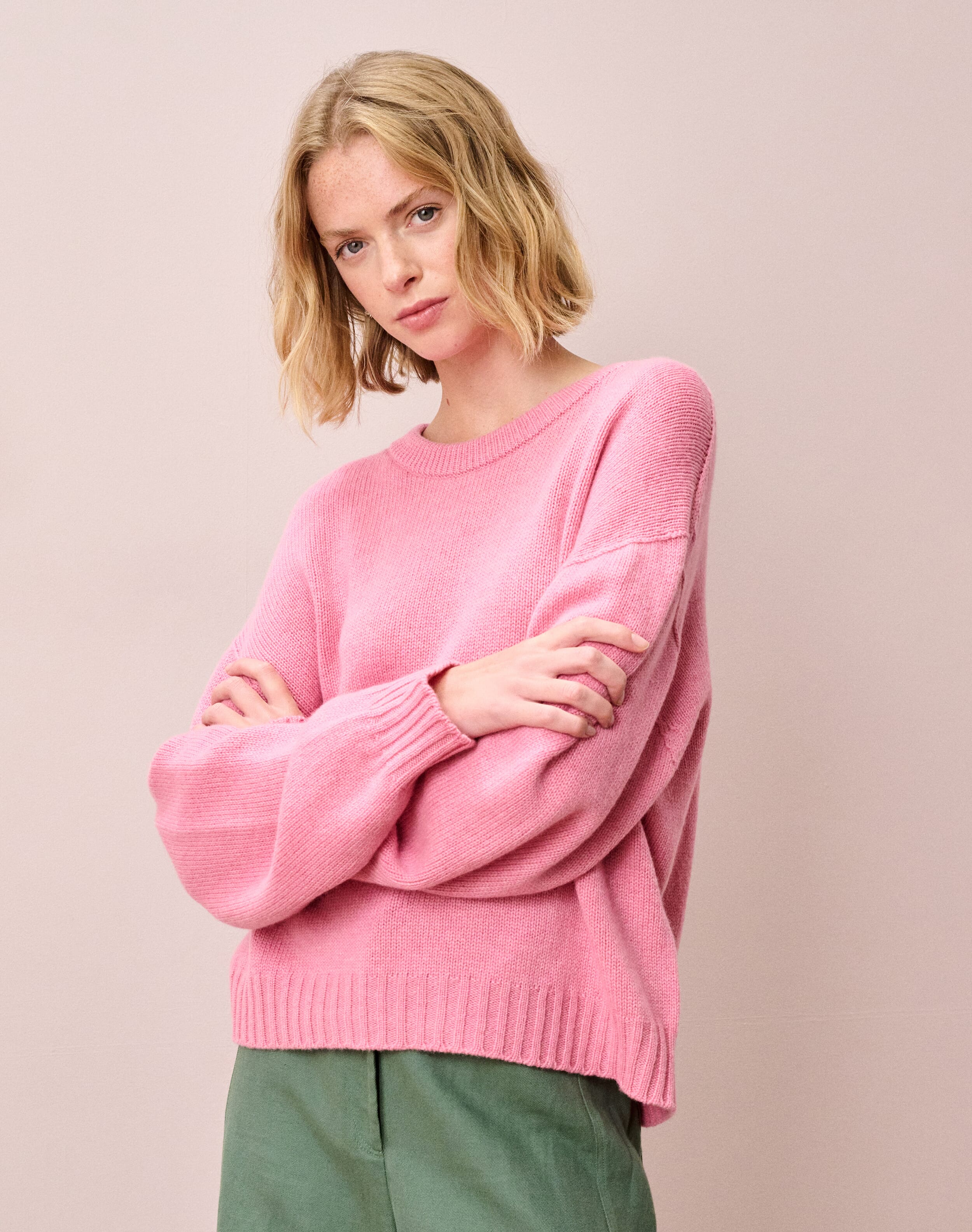Scottish Cashmere Luxe Knit Jumper in Rose | Brora Fashion