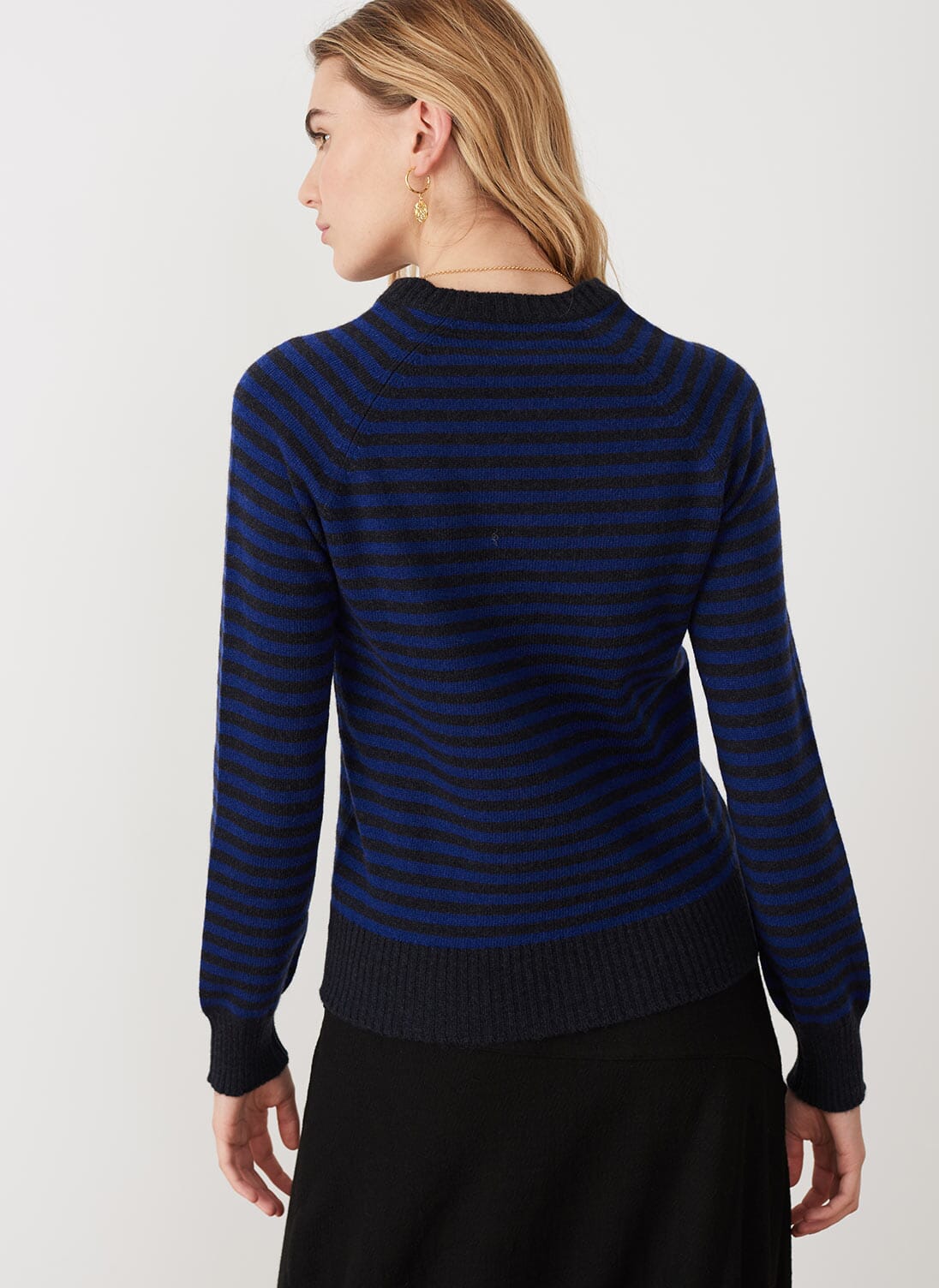 Midnight & Cobalt Cashmere Stripy Jumper | Women's Knitwear | Brora