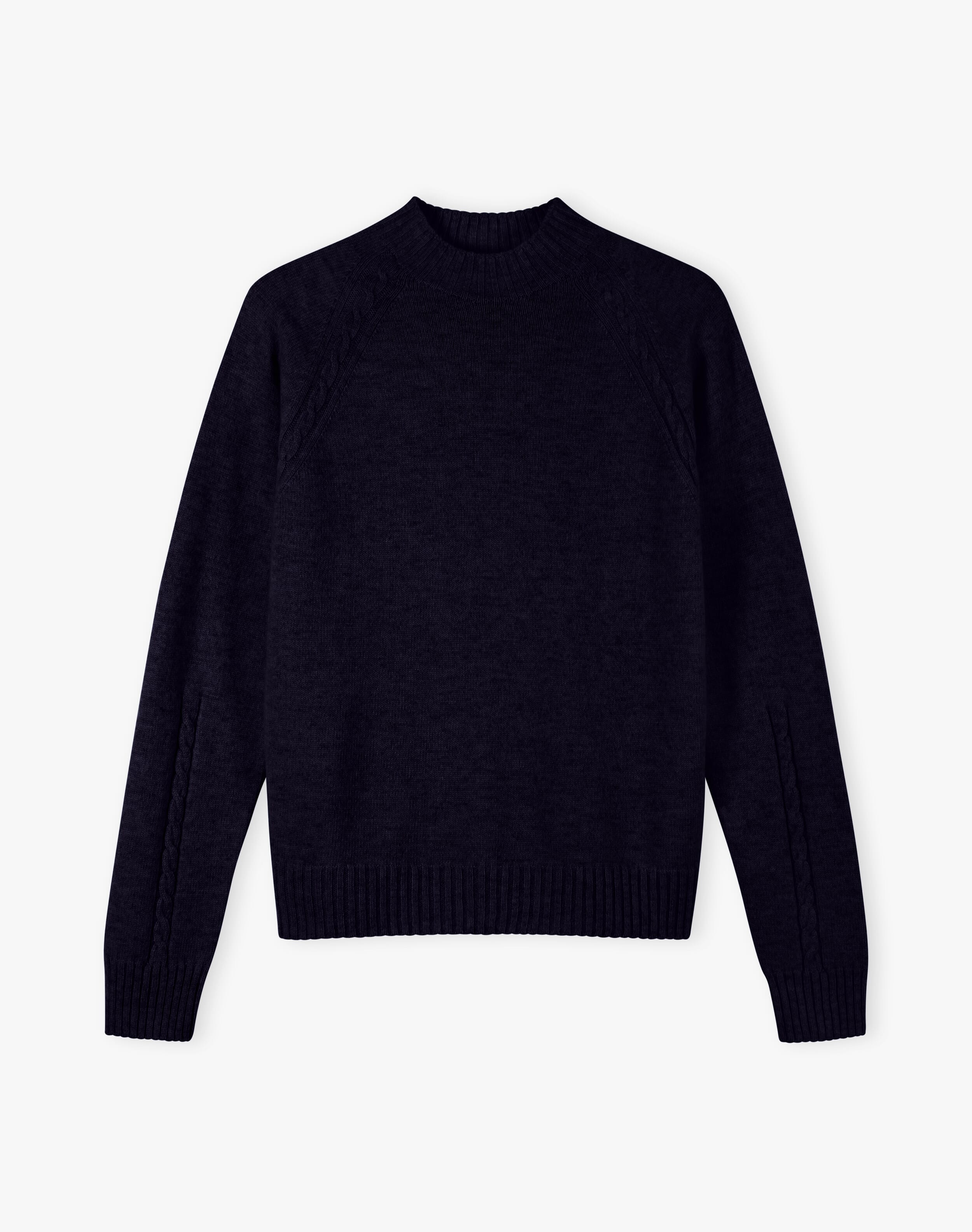 Cashmere Cable Jumper in French Navy Women's Knitwear Brora - Main Image