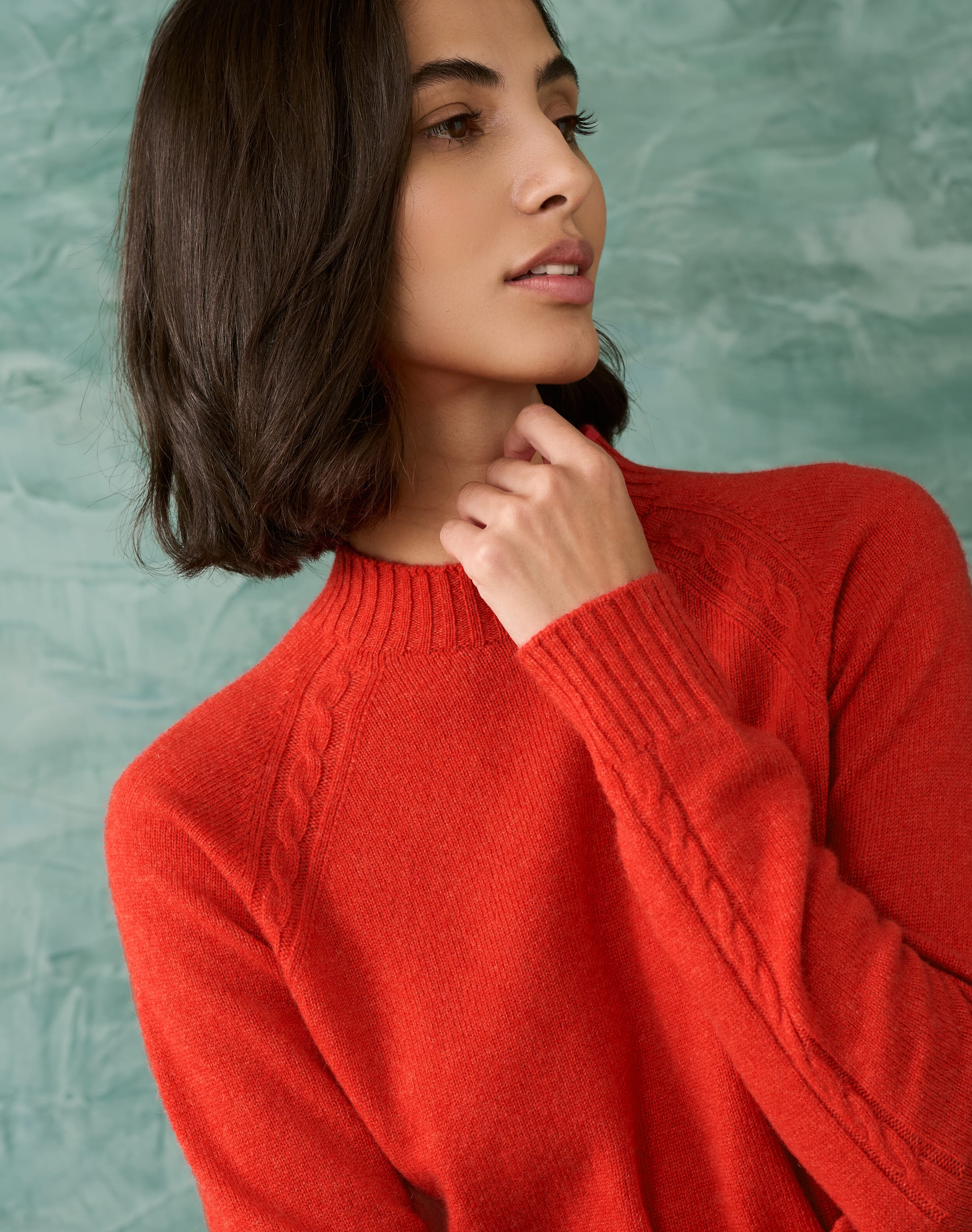 Brora Cashmere Cable Jumper Rosehip