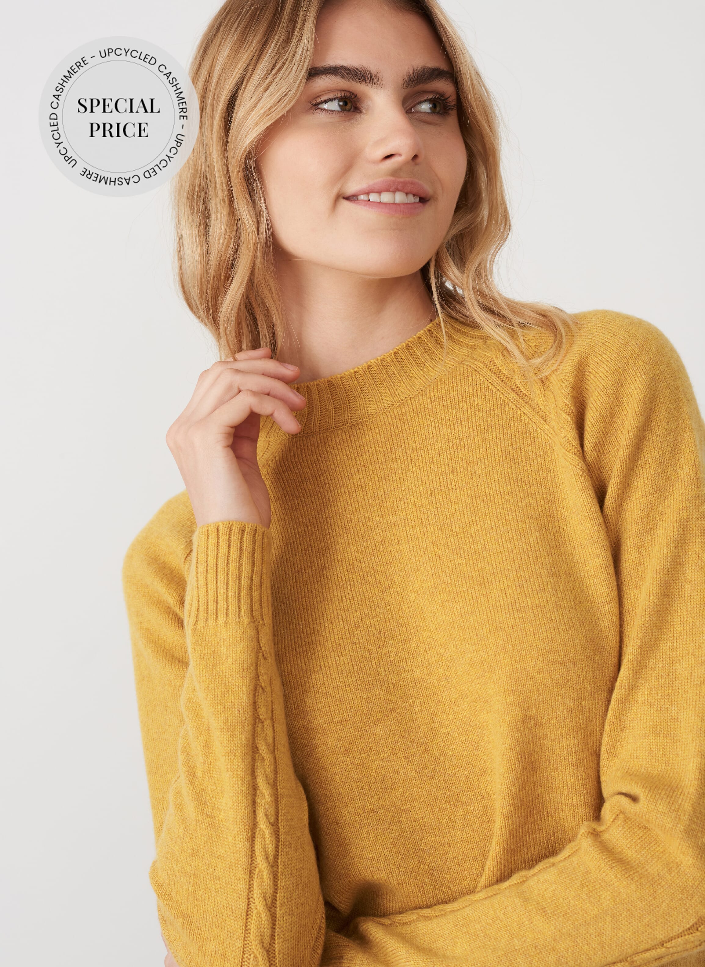 Ochre Cashmere Cable Jumper | Women's Jumpers | Brora
