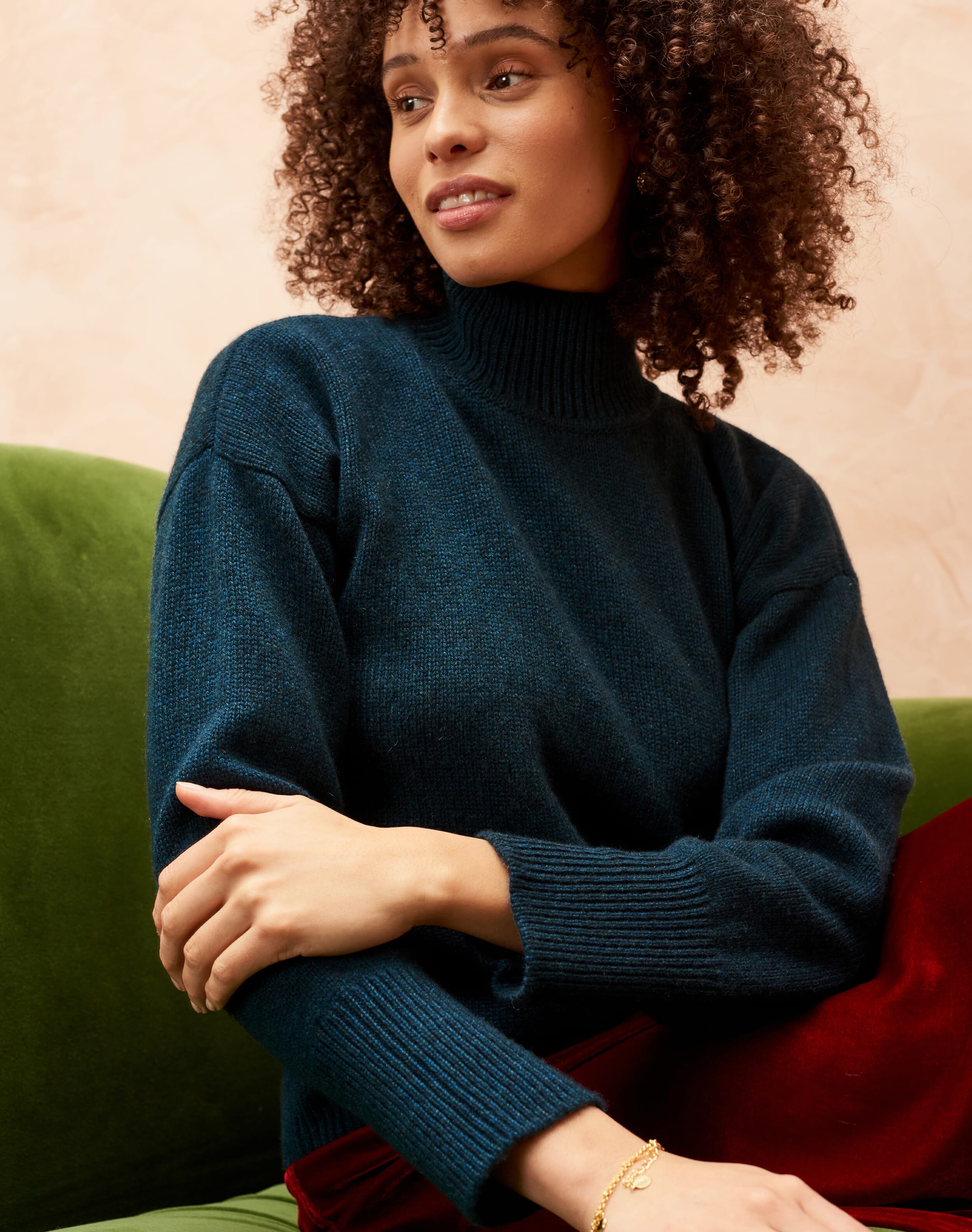 Cashmere Luxe Knit Funnel Neck Raven