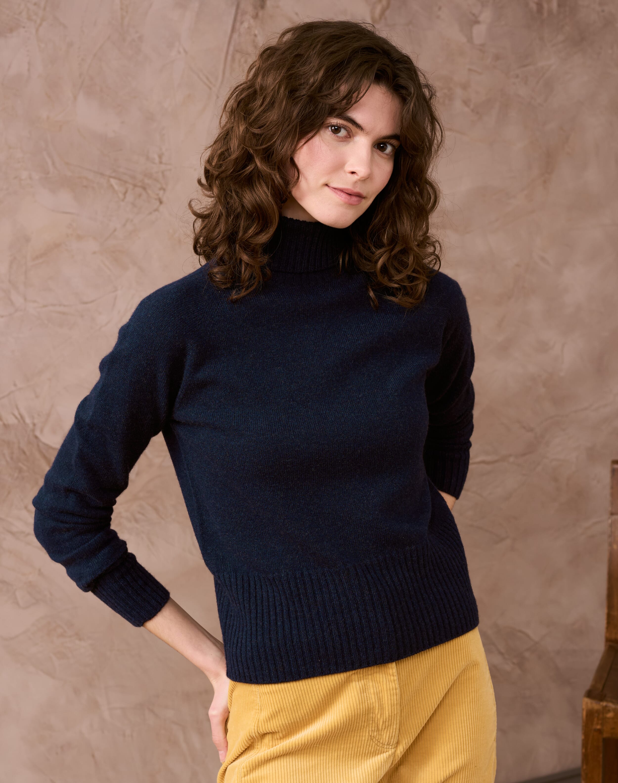 Brora Cashmere Boxy Polo Neck French