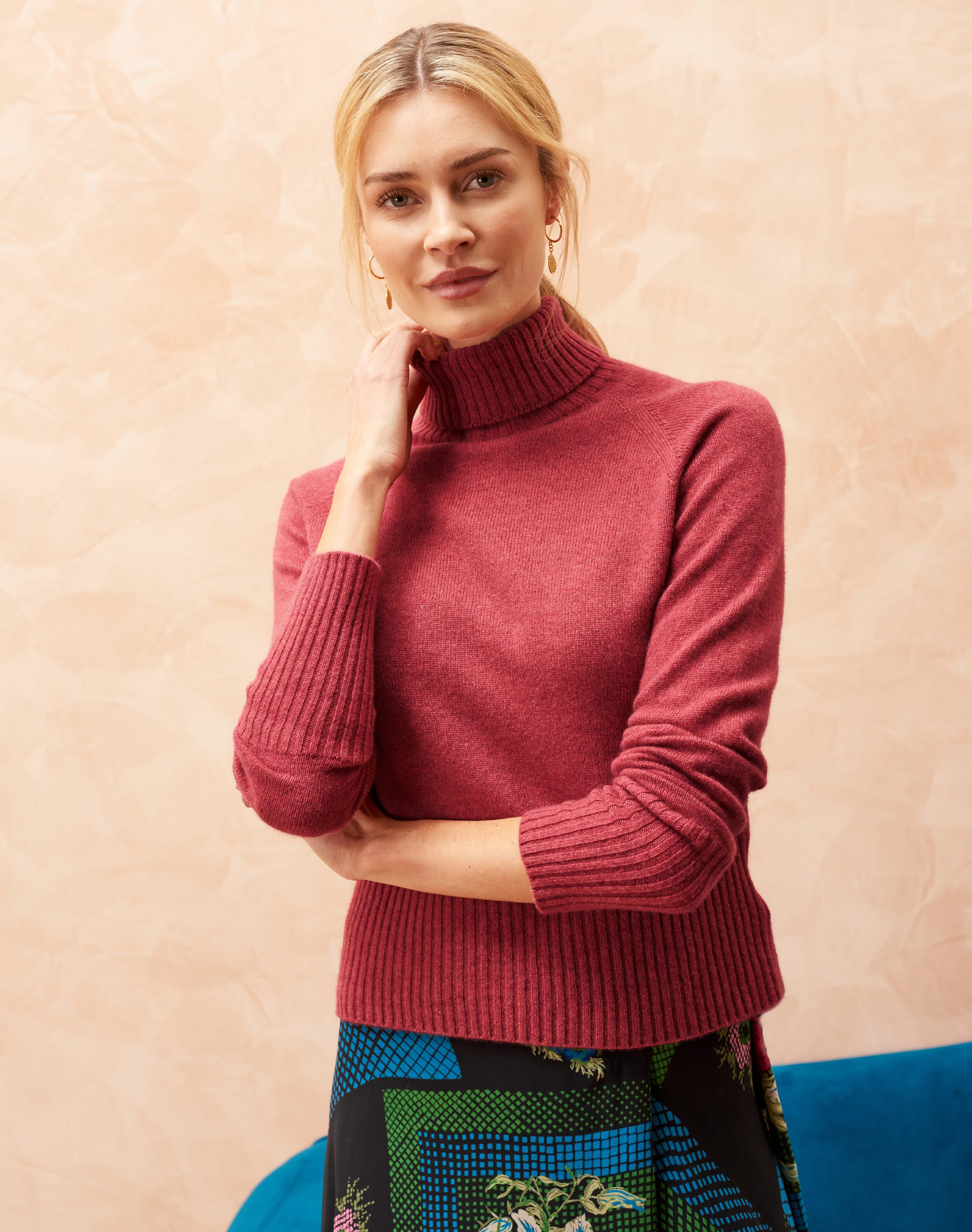 Pink Cashmere Polo Neck | Women's Polonecks | Brora Fashion