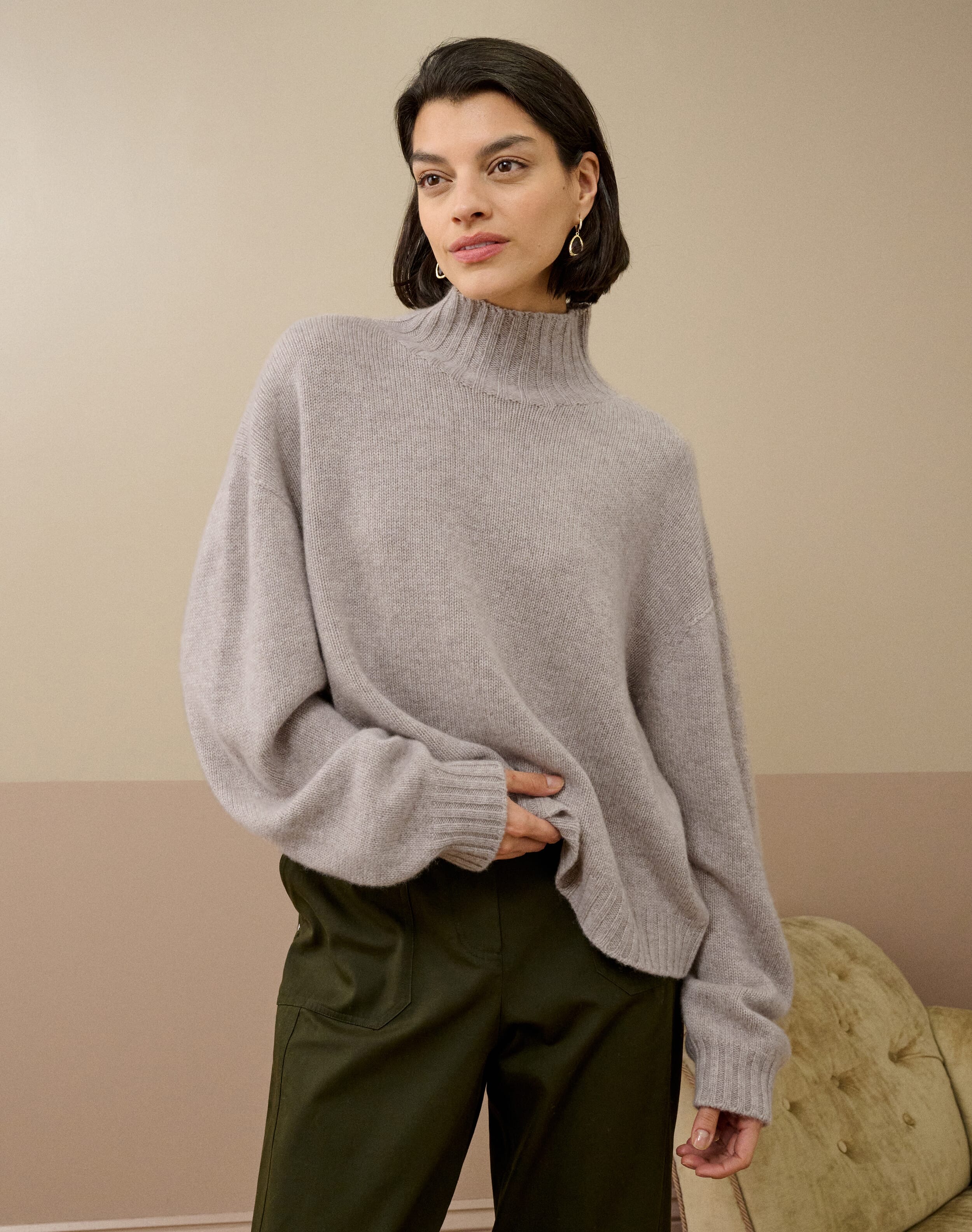 Brora Houndstooth Wool Coat & pine - 2