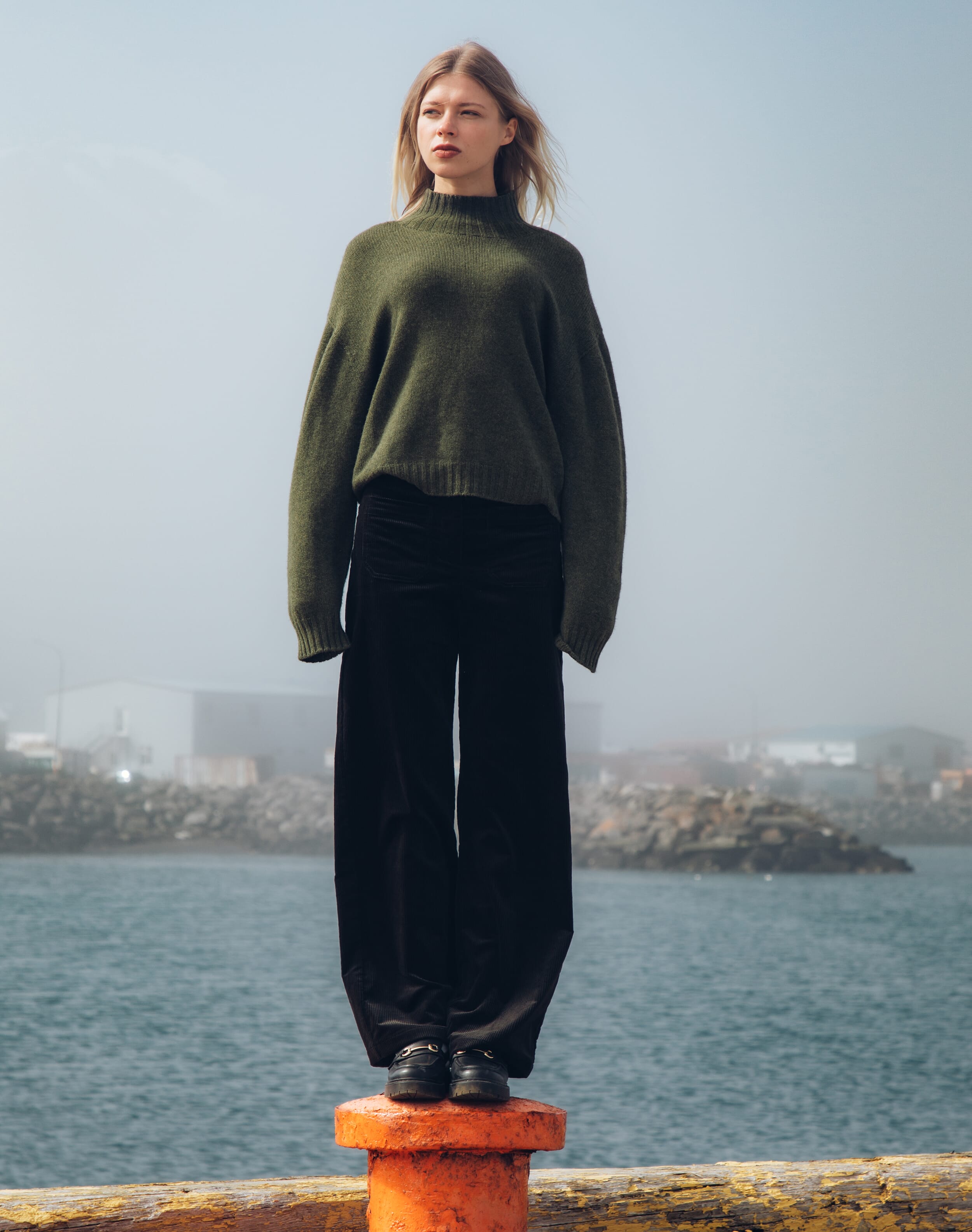 Brora Houndstooth Wool Coat & pine - 3