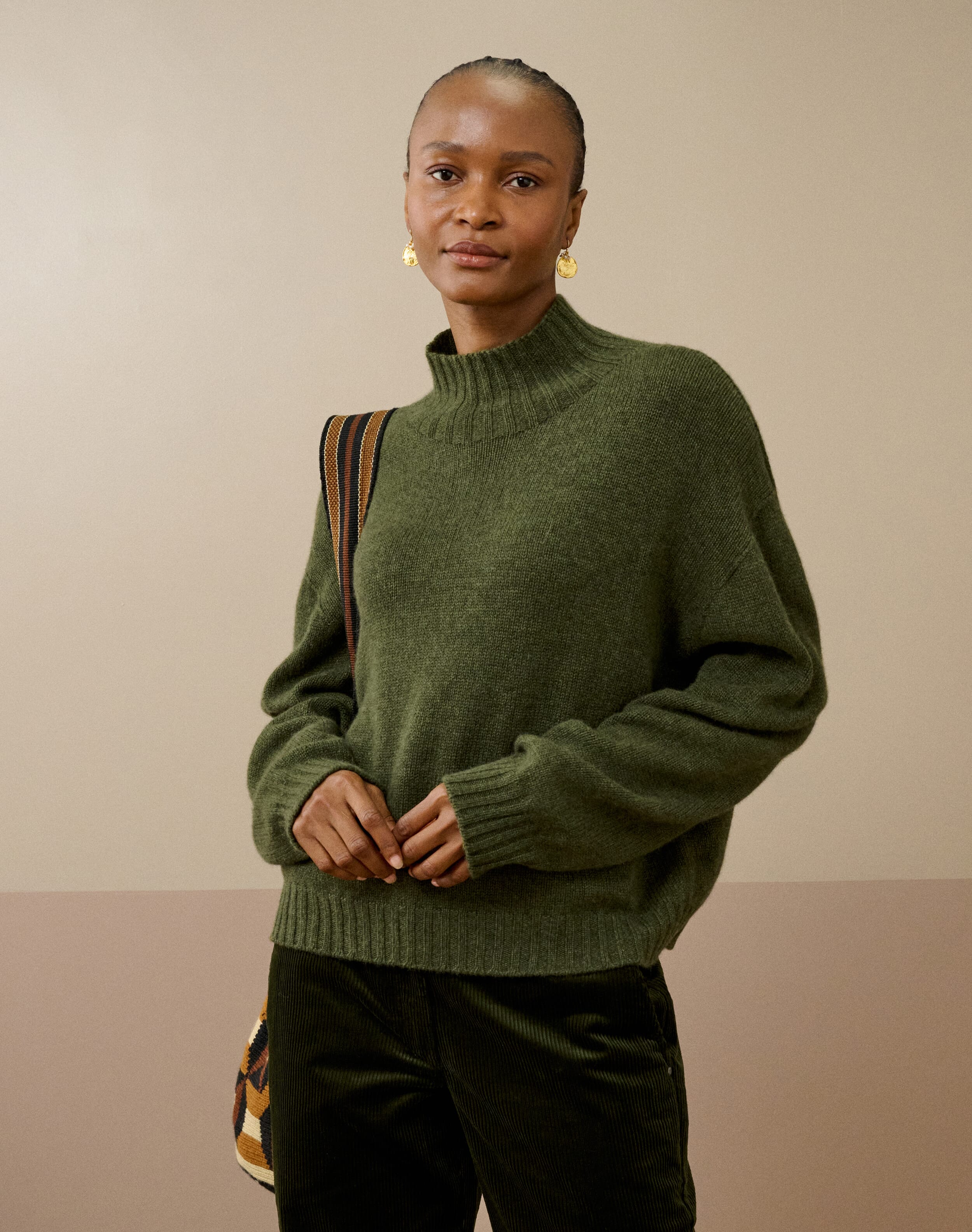 Cashmere Luxe Knit Polo Neck in Sorrel | Brora Clearance