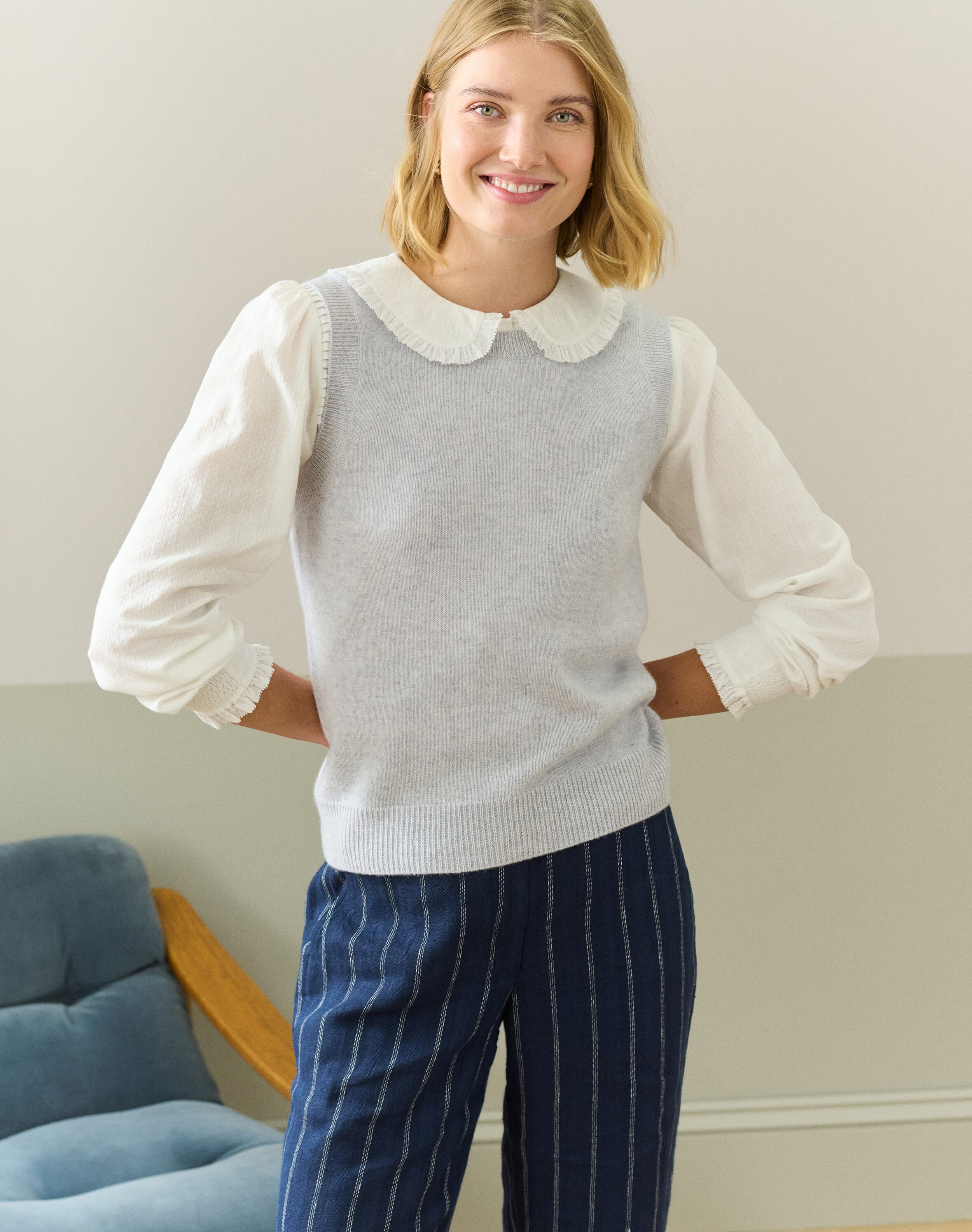 Brora Cashmere Tank Pearl  - Size: 12
