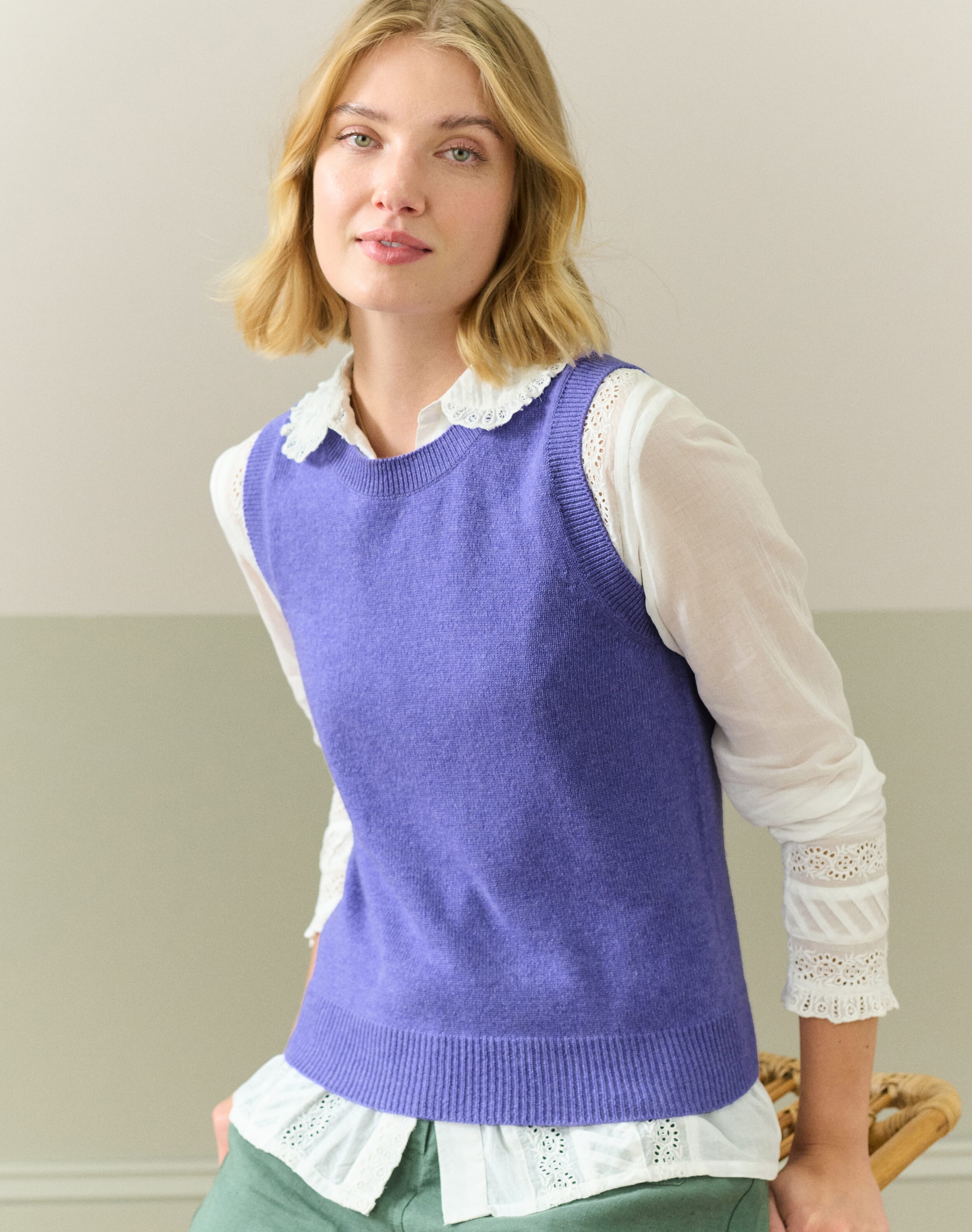 Brora Cashmere Tank Wisteria  - Size: 14