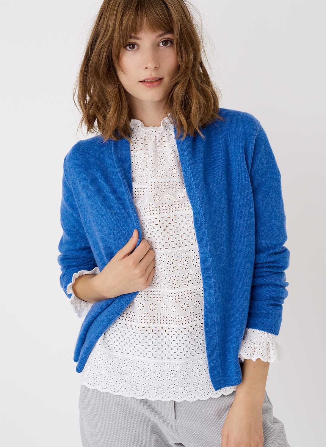 Azure Cashmere Gauzy Cardigan | Women's Cardigans | Brora UK