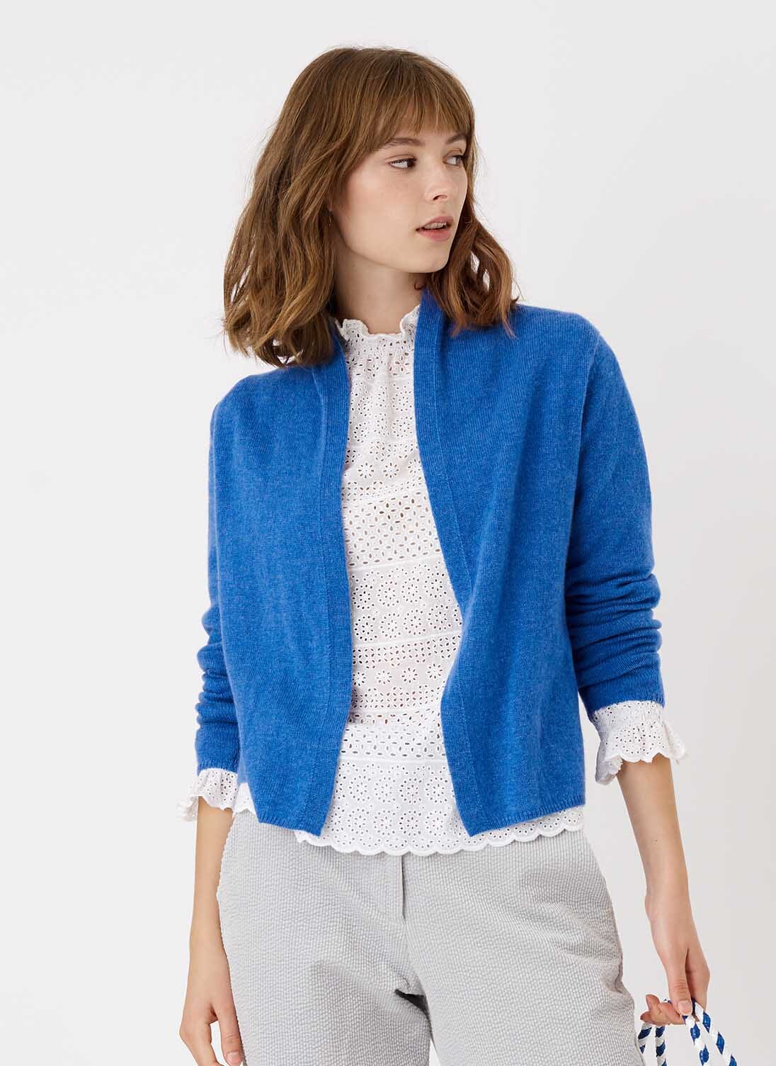 Azure Cashmere Gauzy Cardigan Women's Cardigans Brora UK