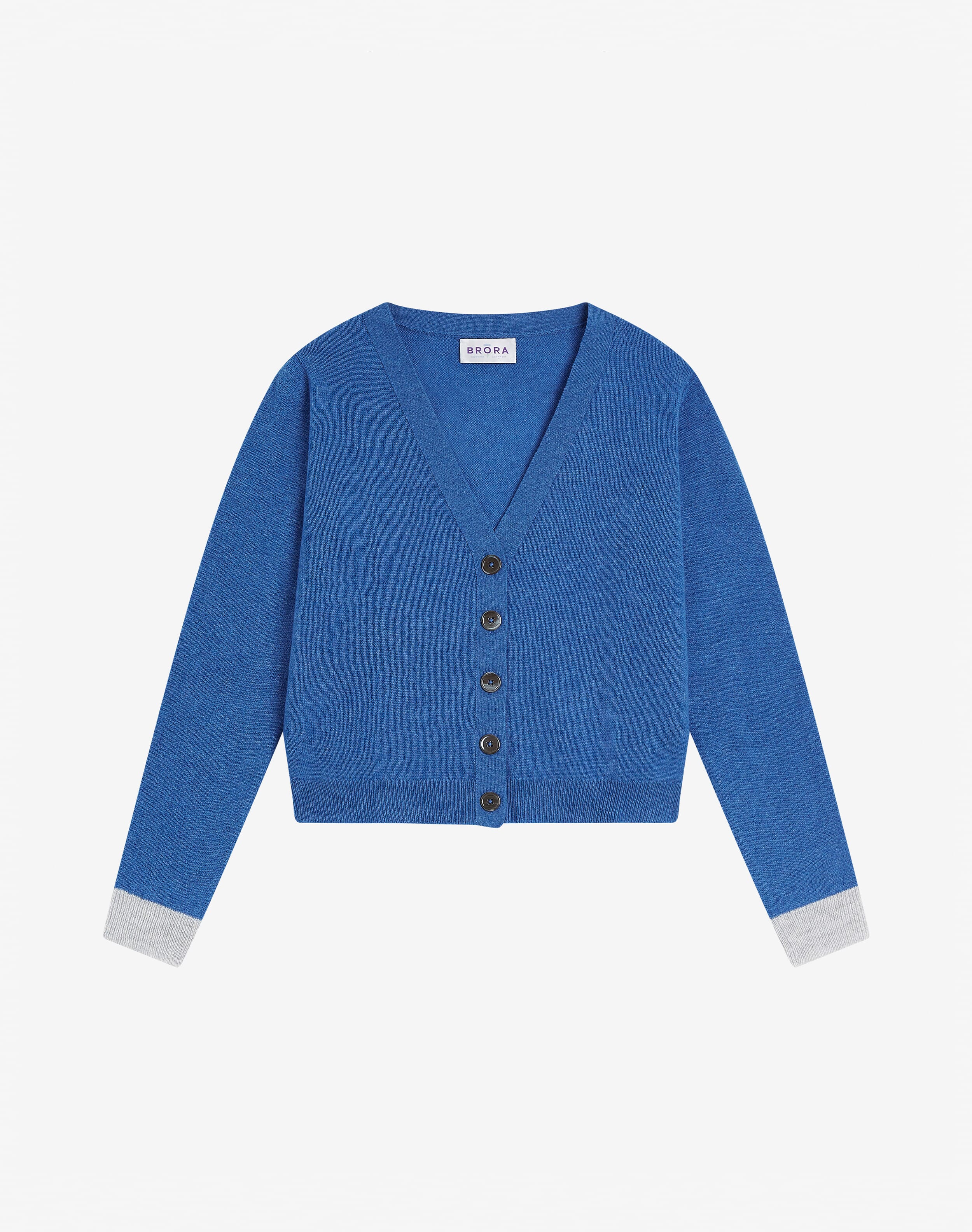 Scottish Cashmere V Neck Cardigan in Lapis | Knitwear | Brora