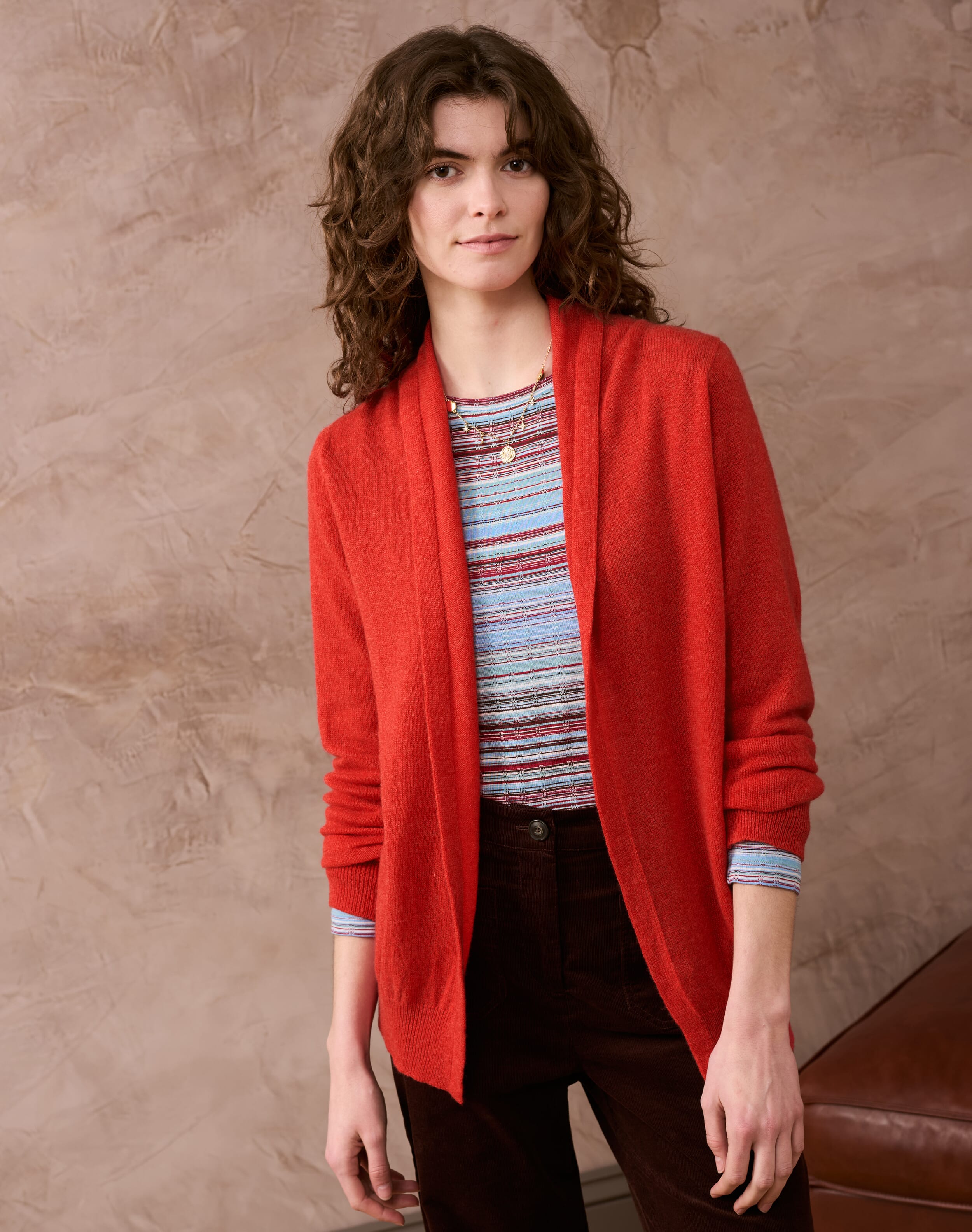 Cashmere Gauzy Shawl Cardigan Rosehip